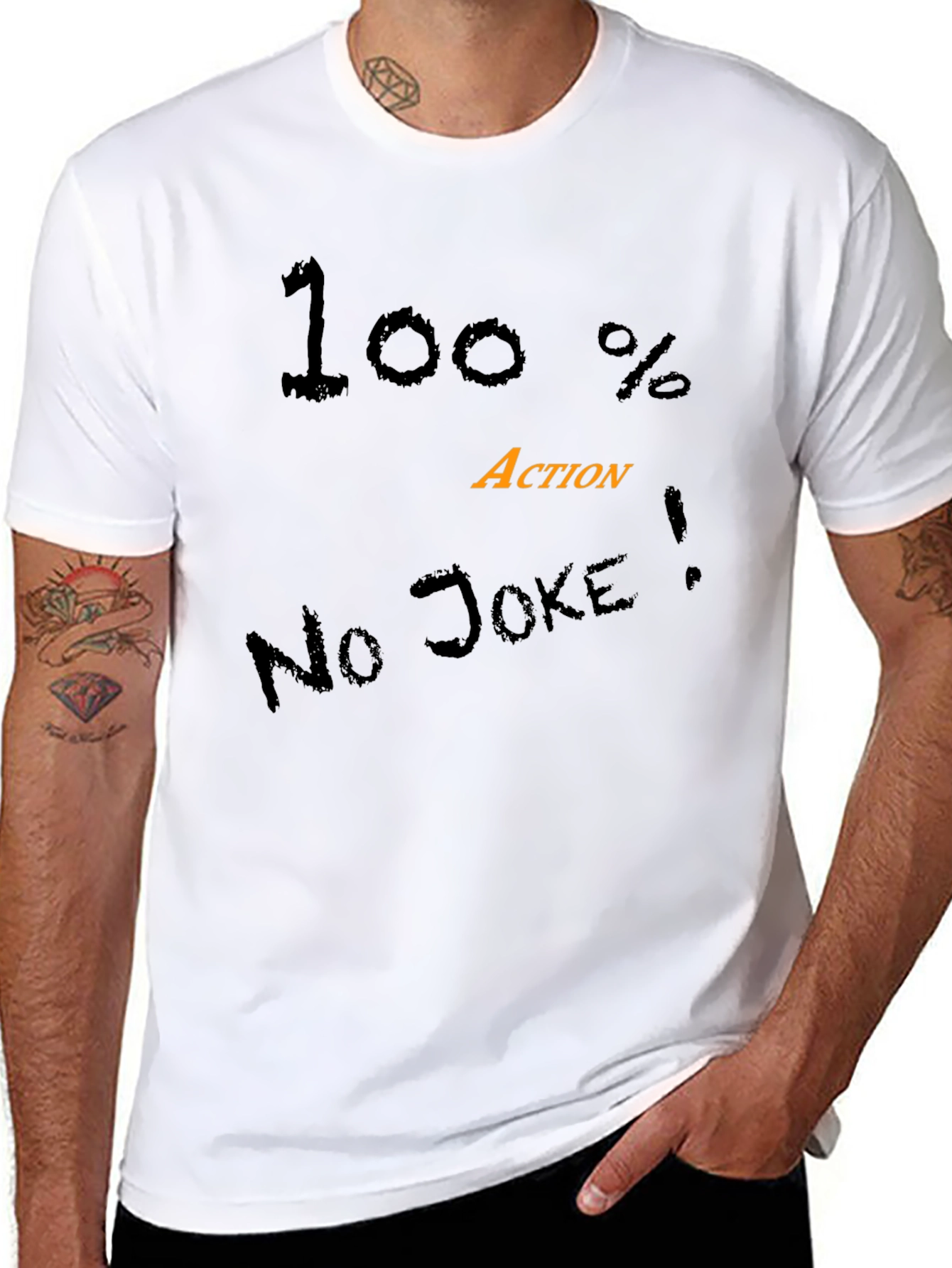 100% Action Black Graphic Tee - No Joke!