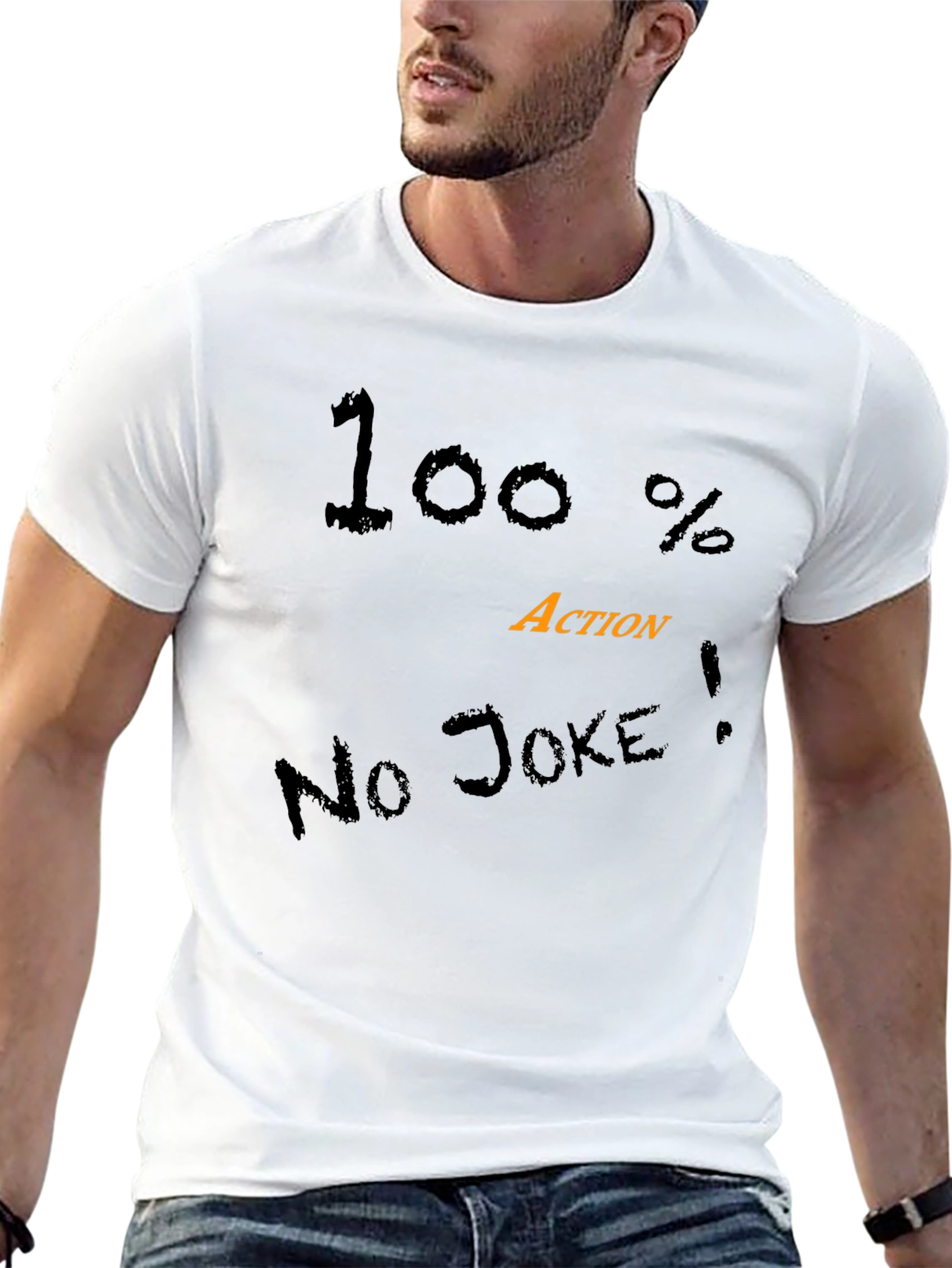 100% Action Black Graphic Tee - No Joke!