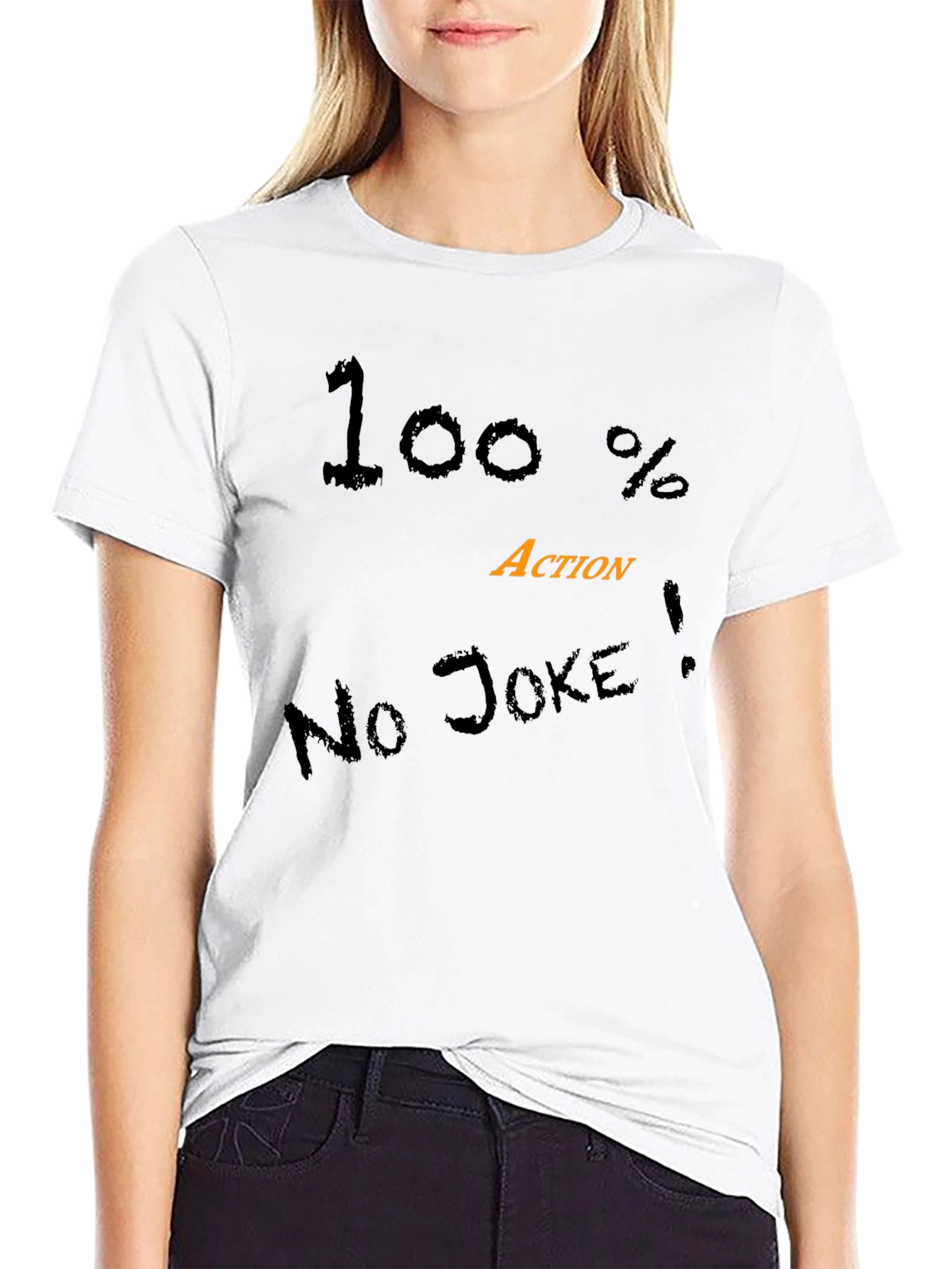 100% Action Black Graphic Tee - No Joke!