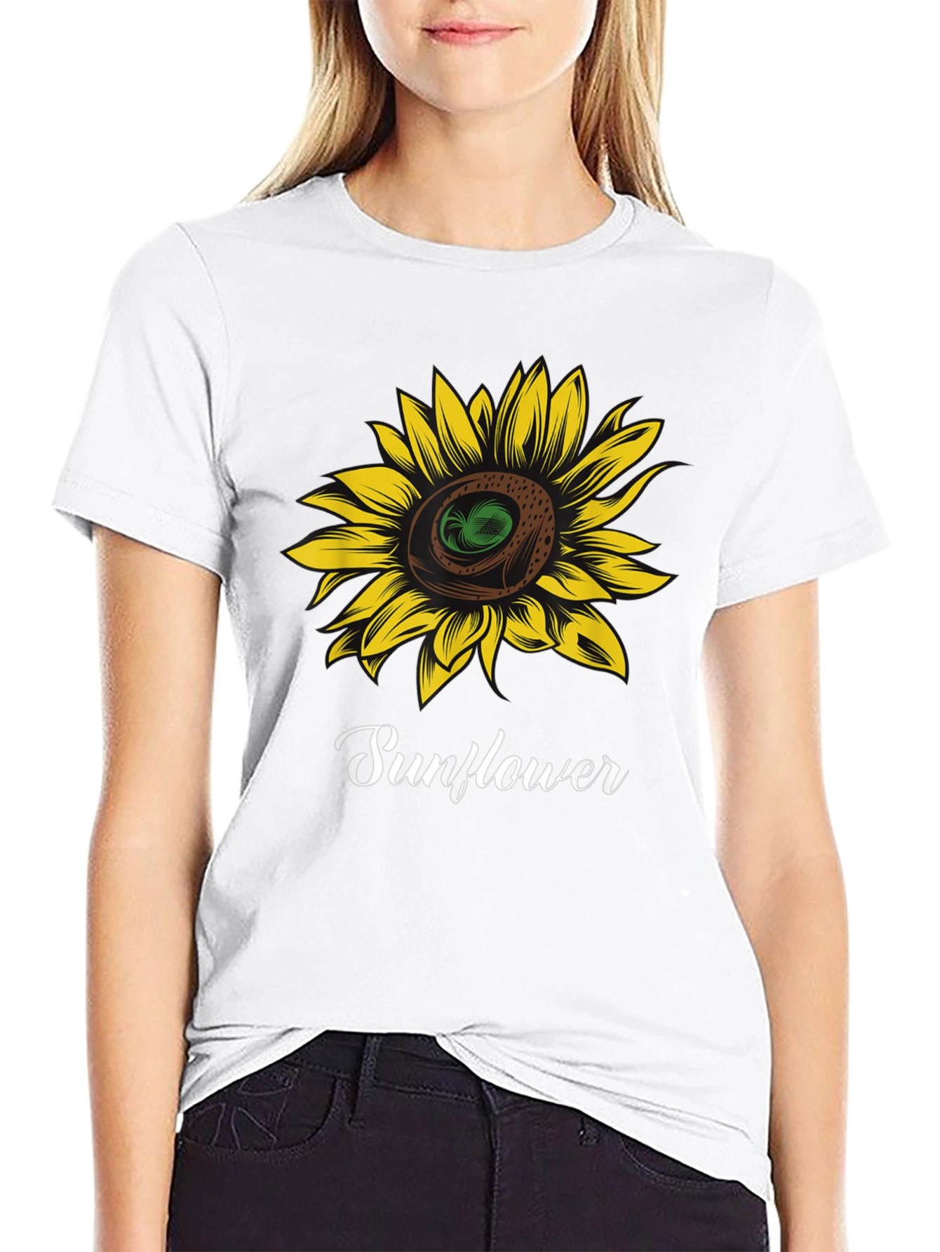 Sunflower Graphic T-Shirt - Stylish Black Tee