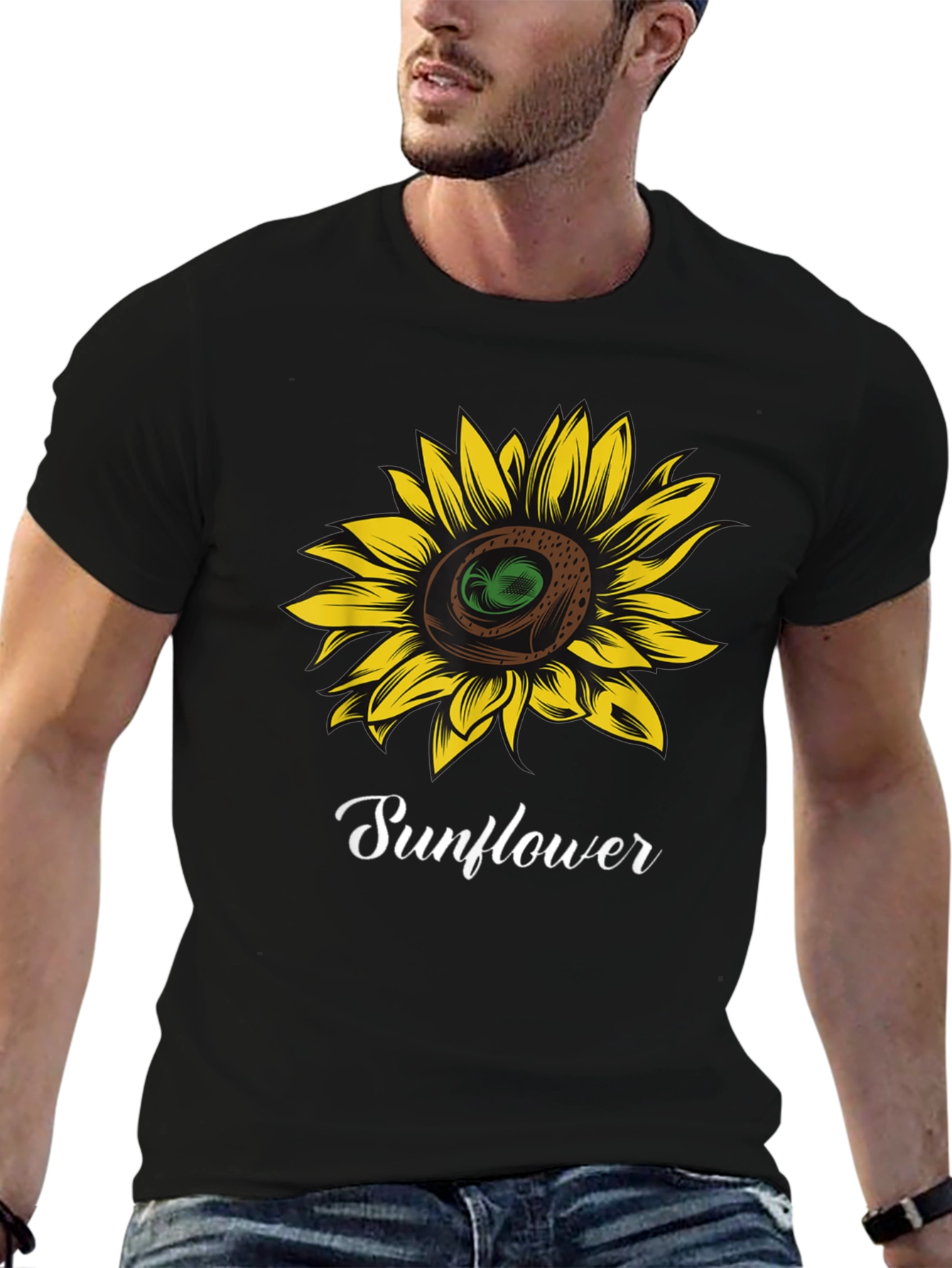 Sunflower Graphic T-Shirt - Stylish Black Tee