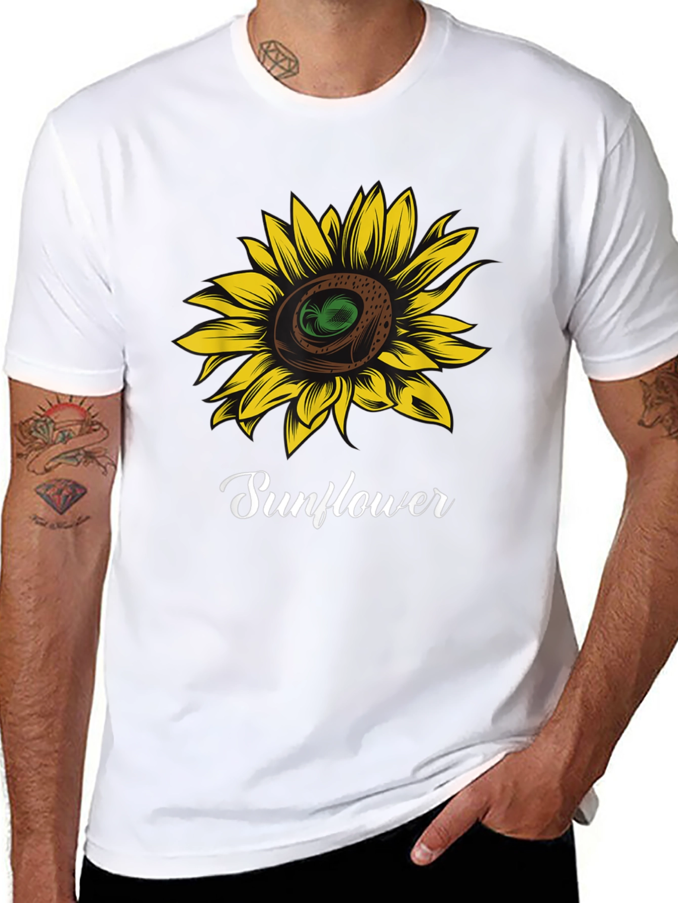 Sunflower Graphic T-Shirt - Stylish Black Tee