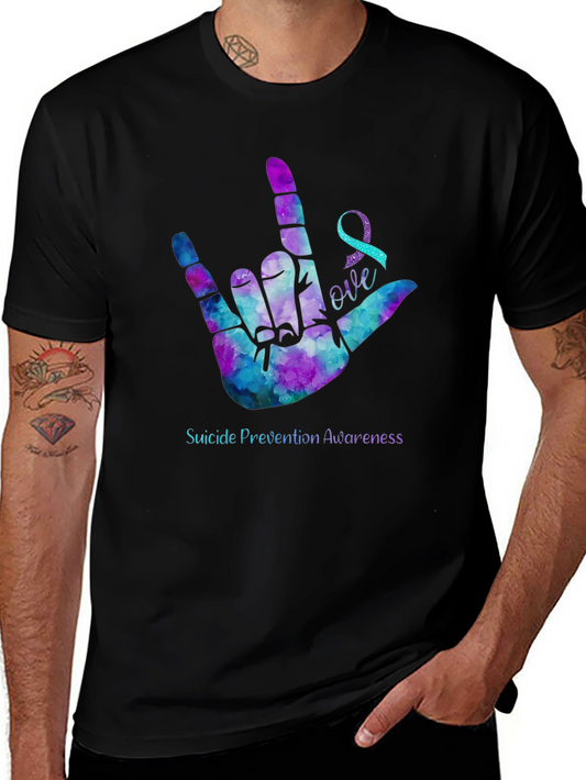 Suicide Prevention Awareness T-Shirt I Love You Hand Sign