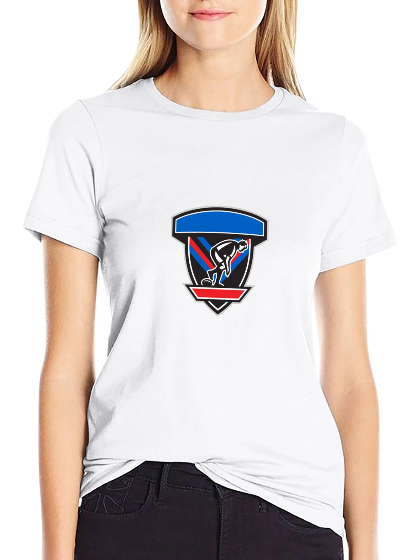 Black Graphic Tee: Abstract Shield Design
