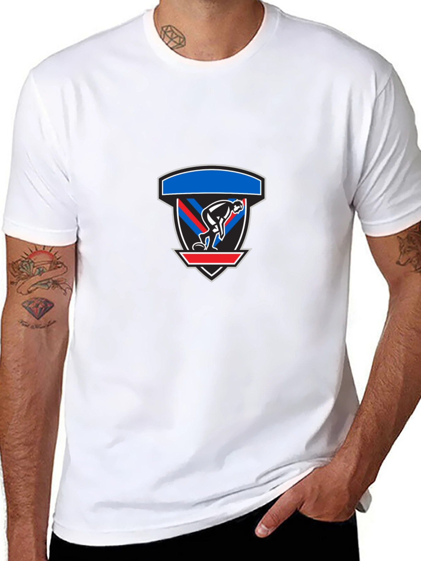 Black Graphic Tee: Abstract Shield Design
