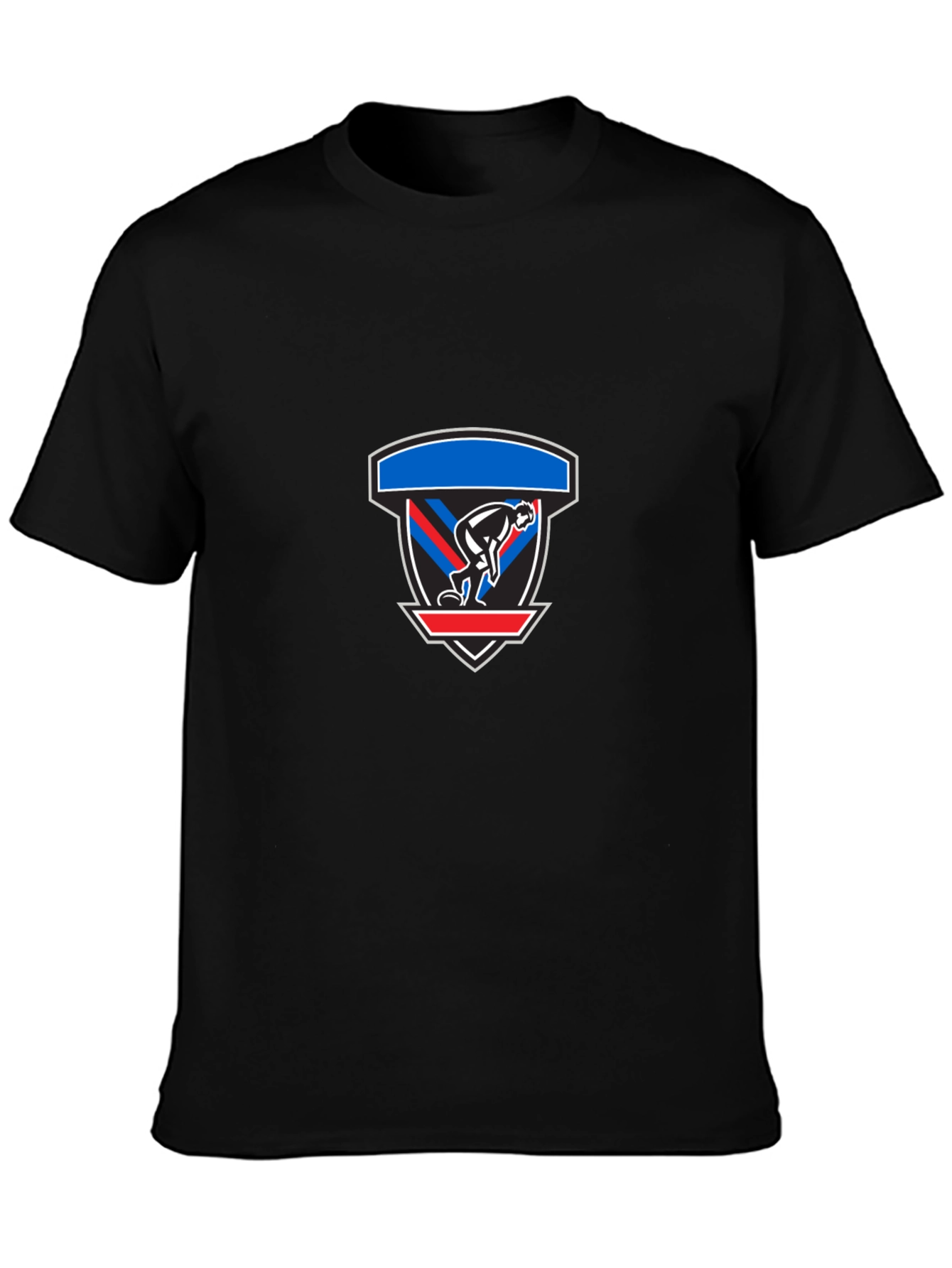 Black Graphic Tee: Abstract Shield Design