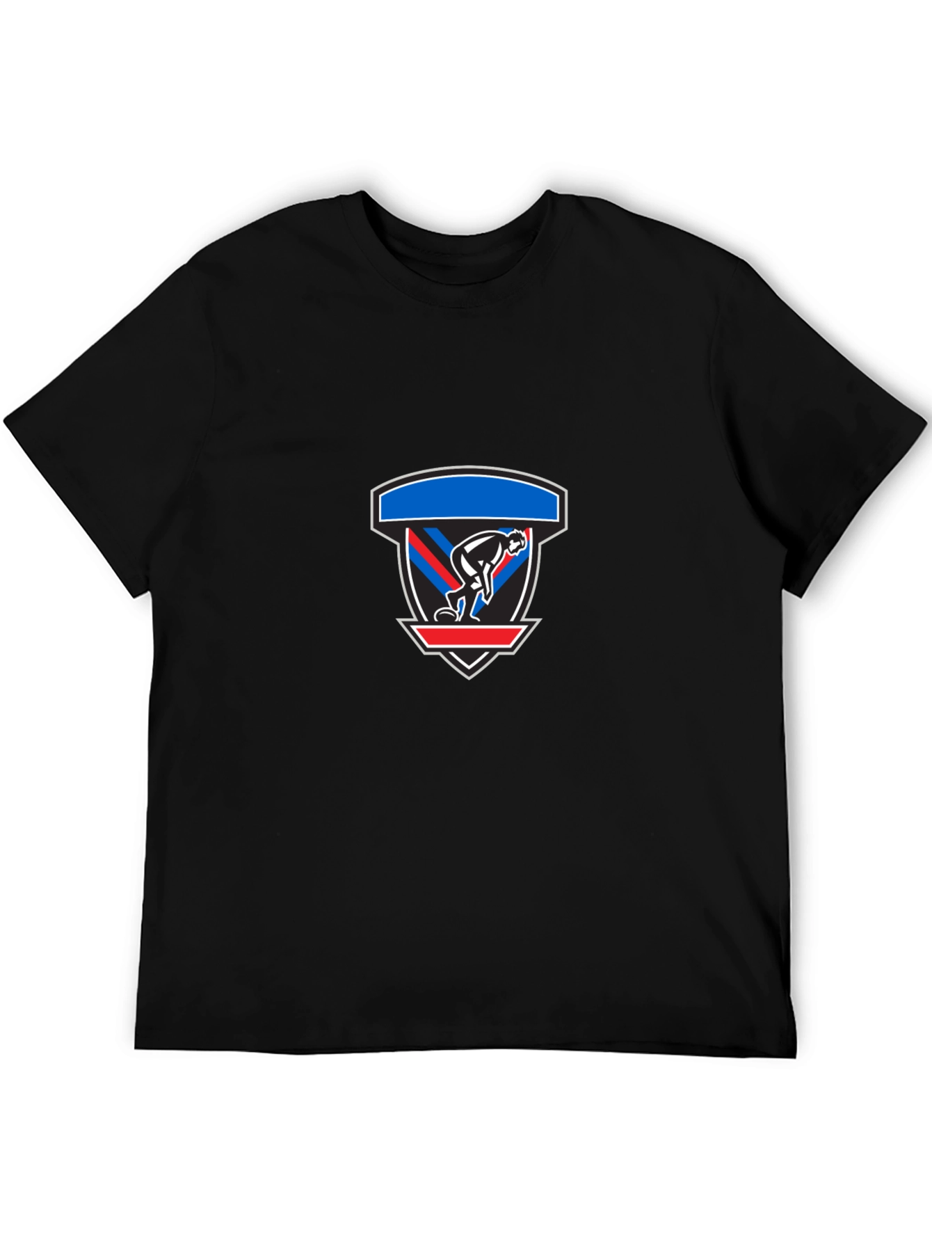 Black Graphic Tee: Abstract Shield Design