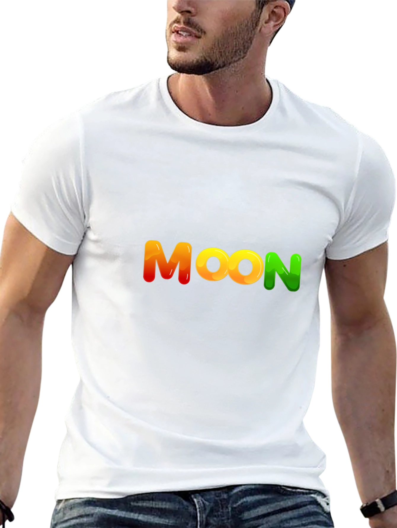 Moon Graphic Black Cotton T-Shirt