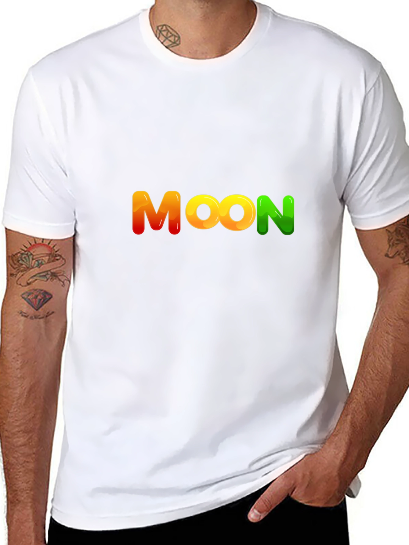Moon Graphic Black Cotton T-Shirt