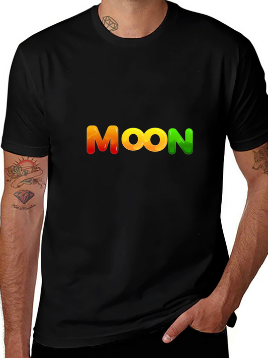 Moon Graphic Black Cotton T-Shirt