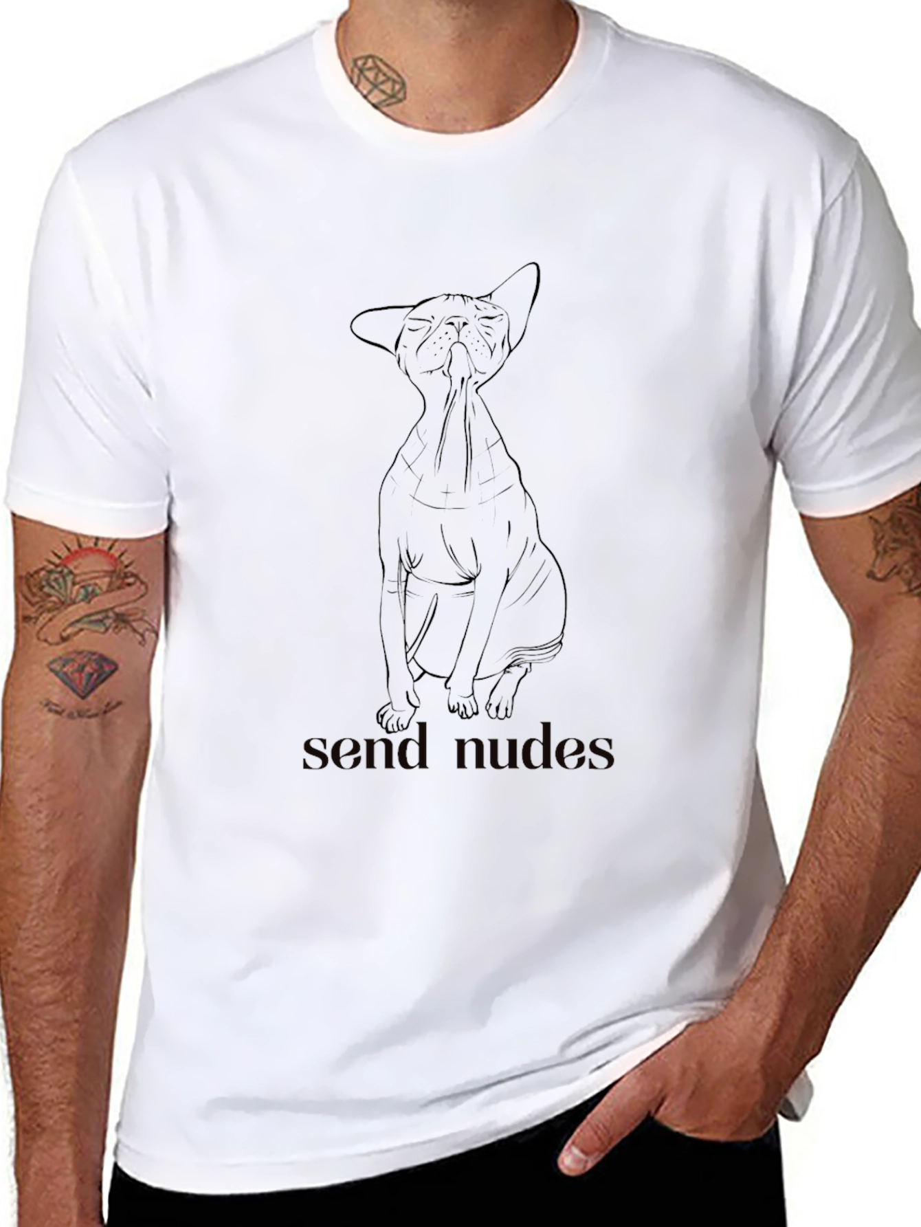 Black T-Shirt with Cat Graphic