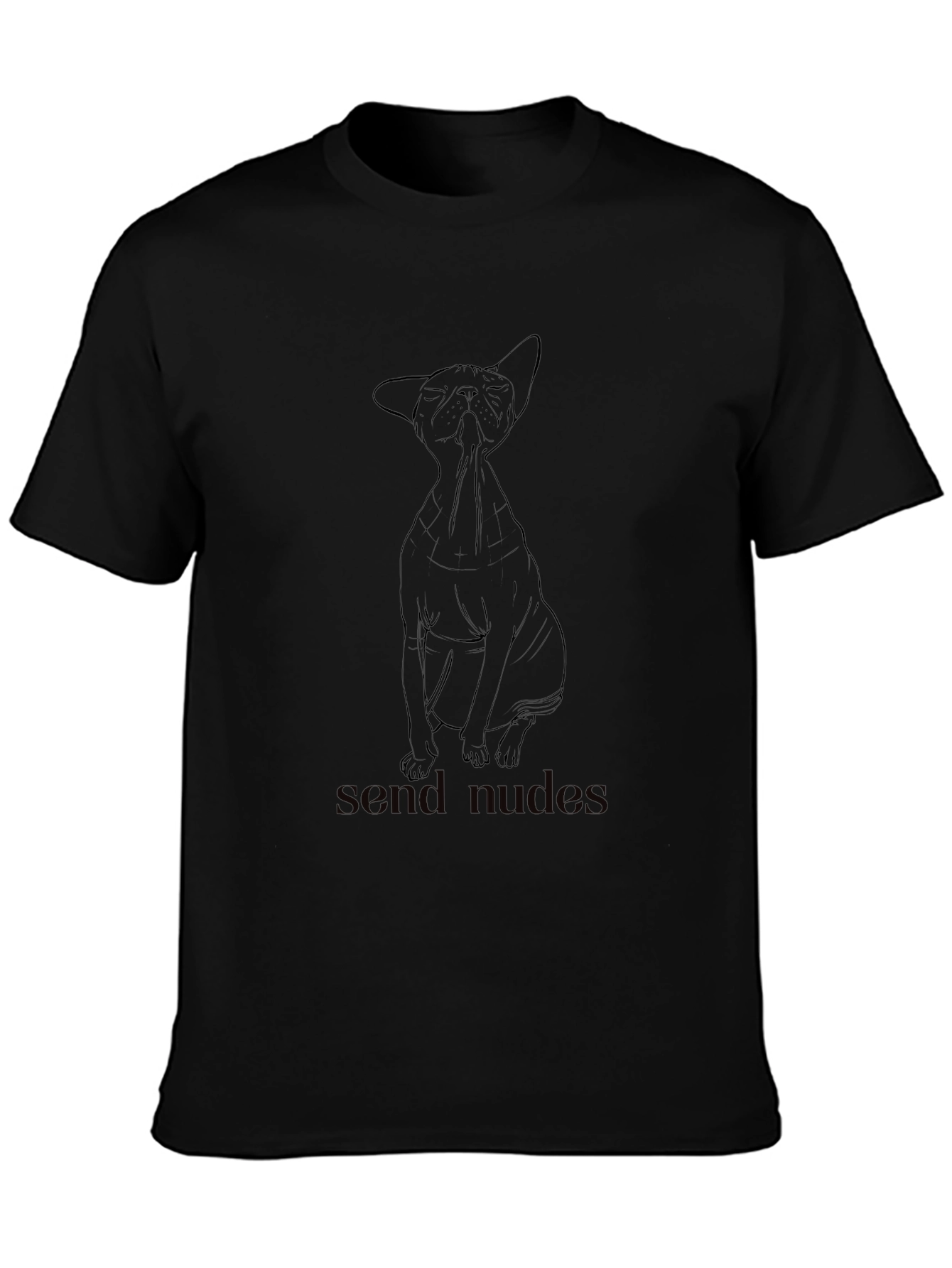 Black T-Shirt with Cat Graphic