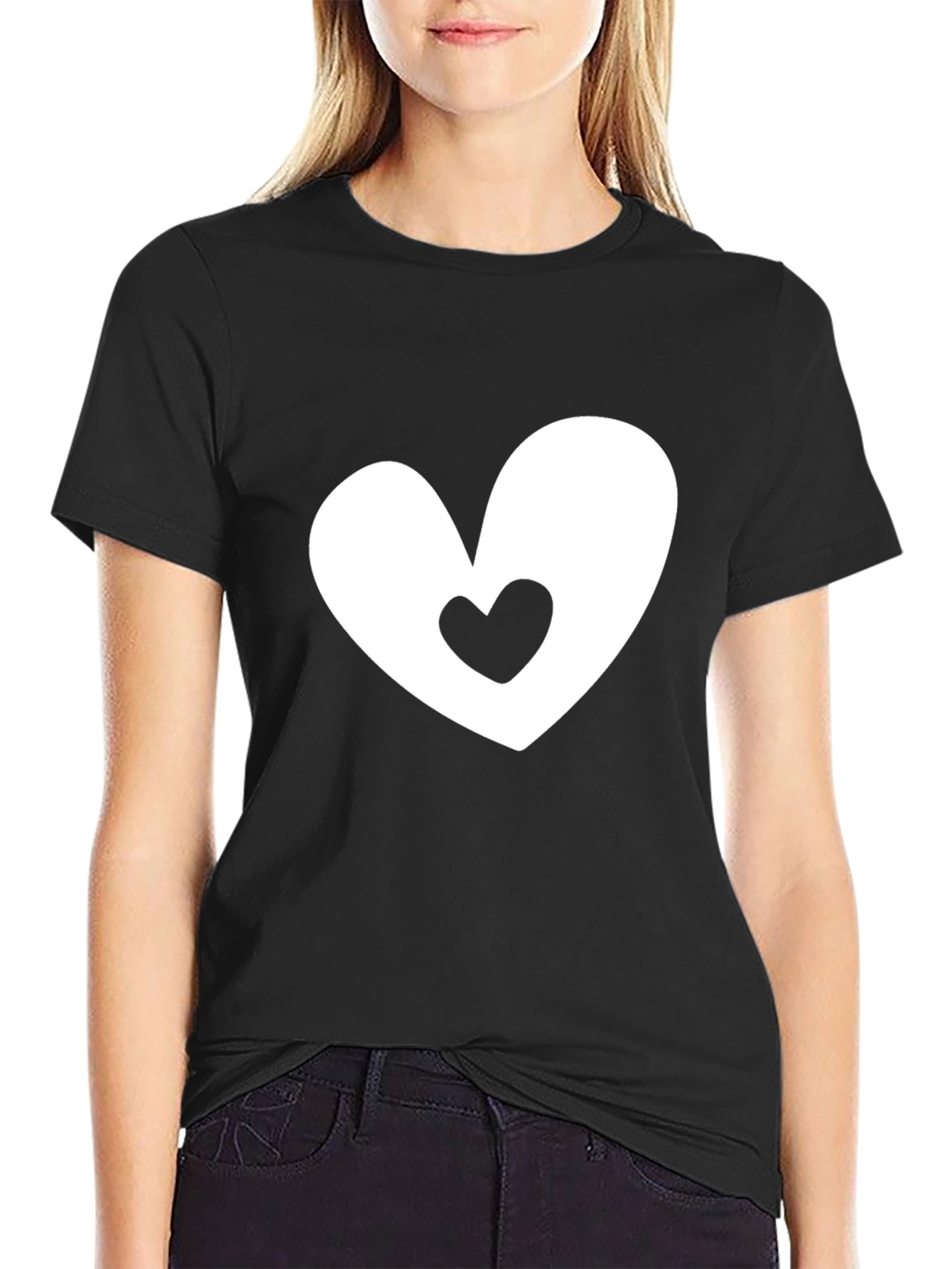 Heart Within Heart Black Tee