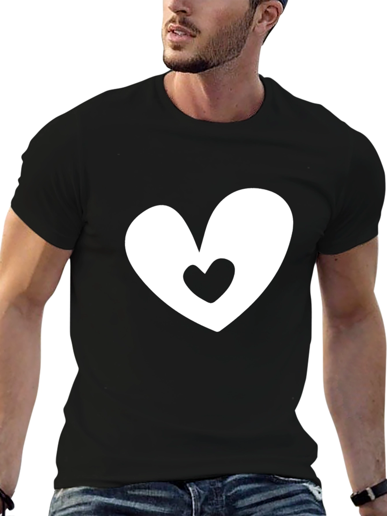 Heart Within Heart Black Tee