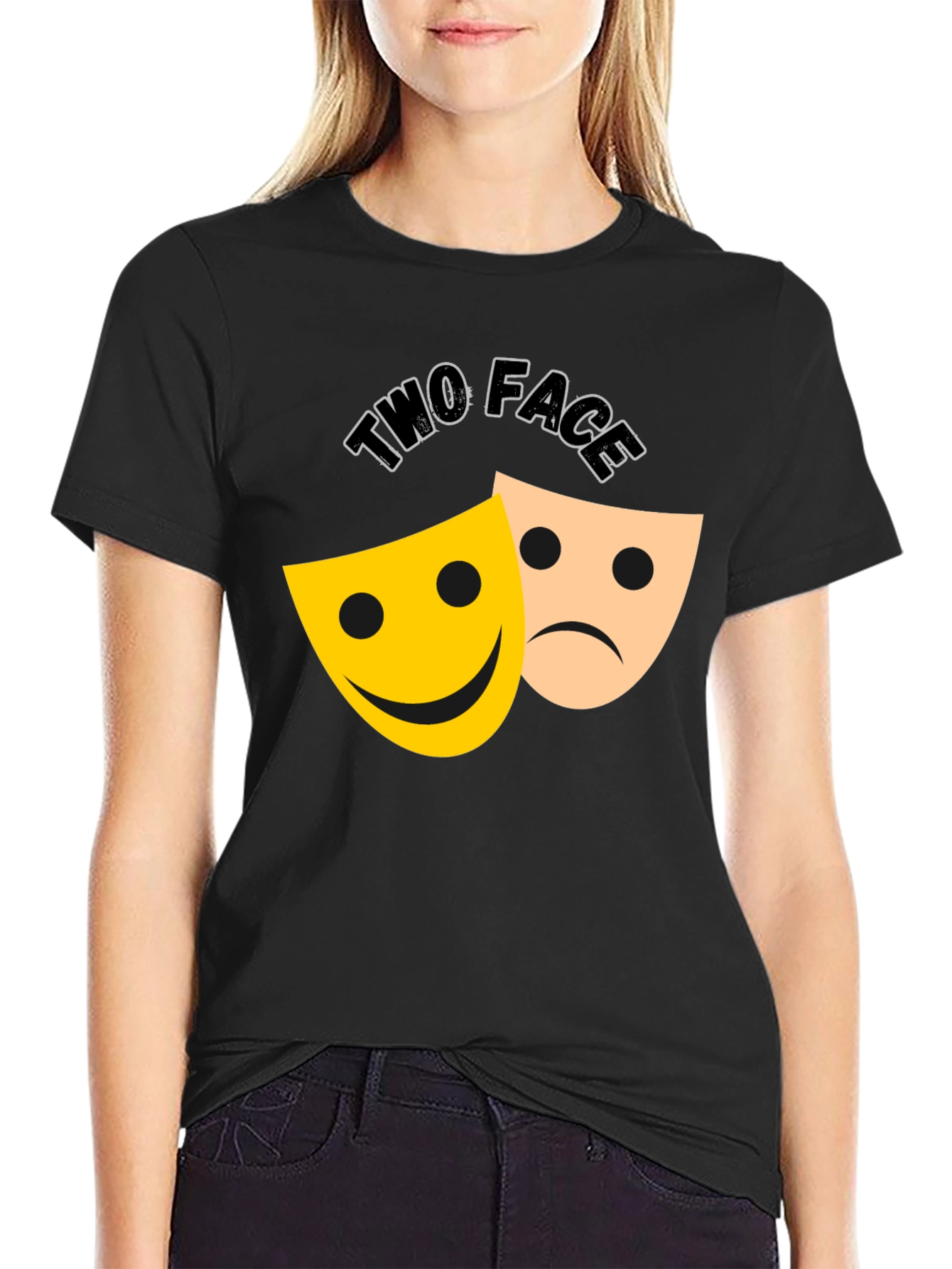 Two Face Graphic Tee - Black