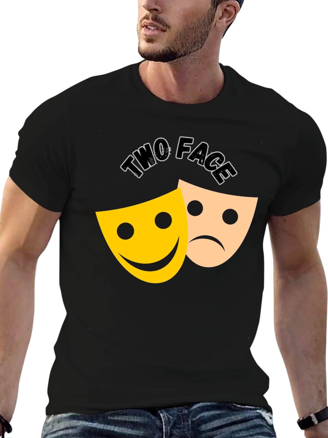 Two Face Graphic Tee - Black