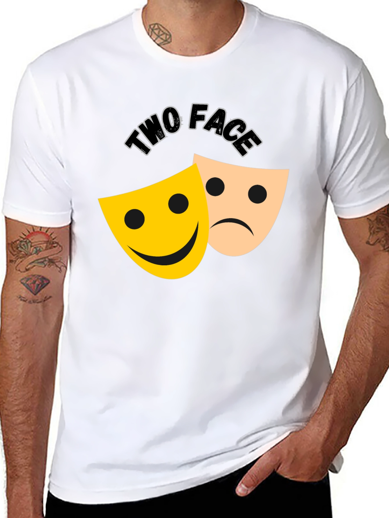 Two Face Graphic Tee - Black