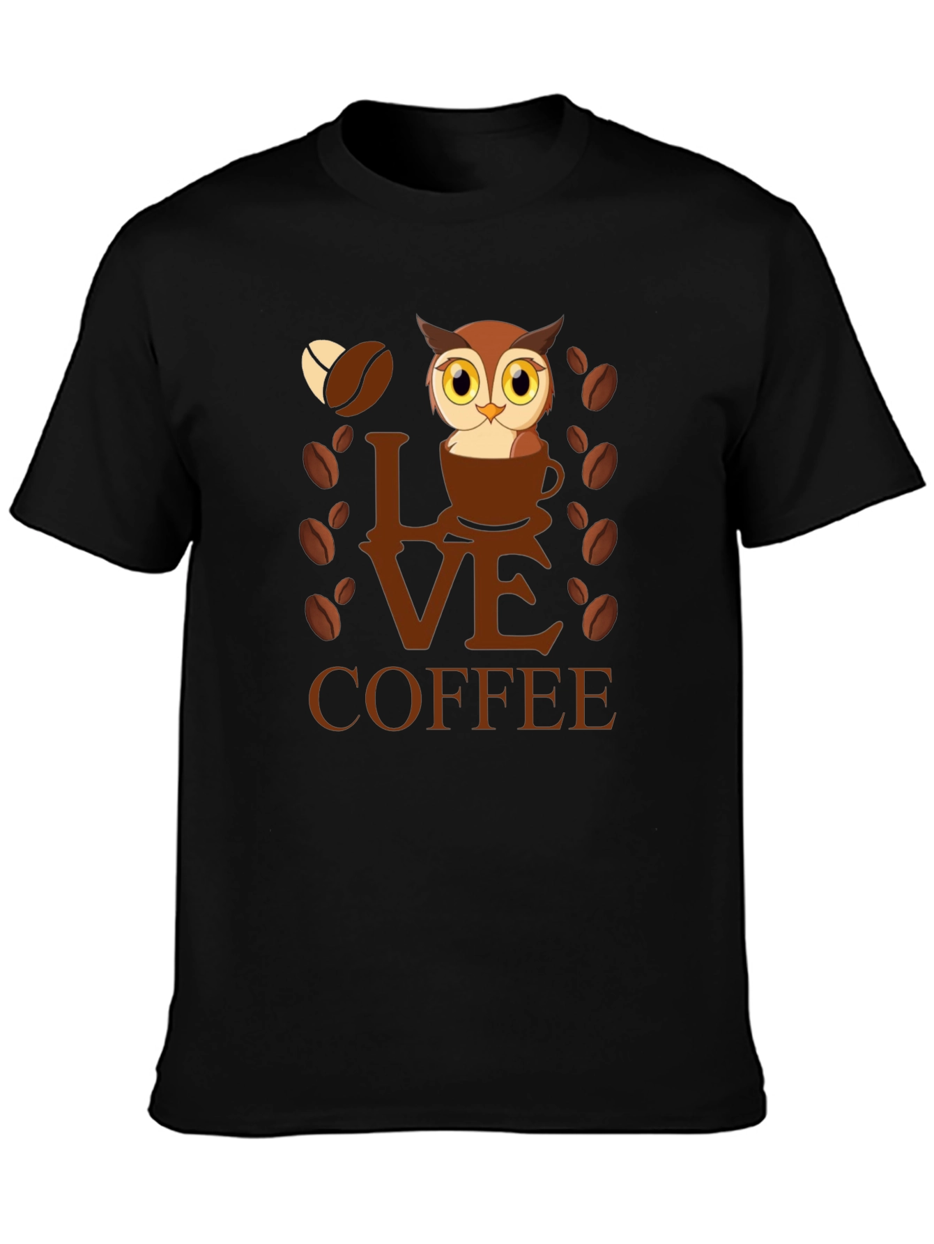 Owl Love Coffee Graphic T-Shirt