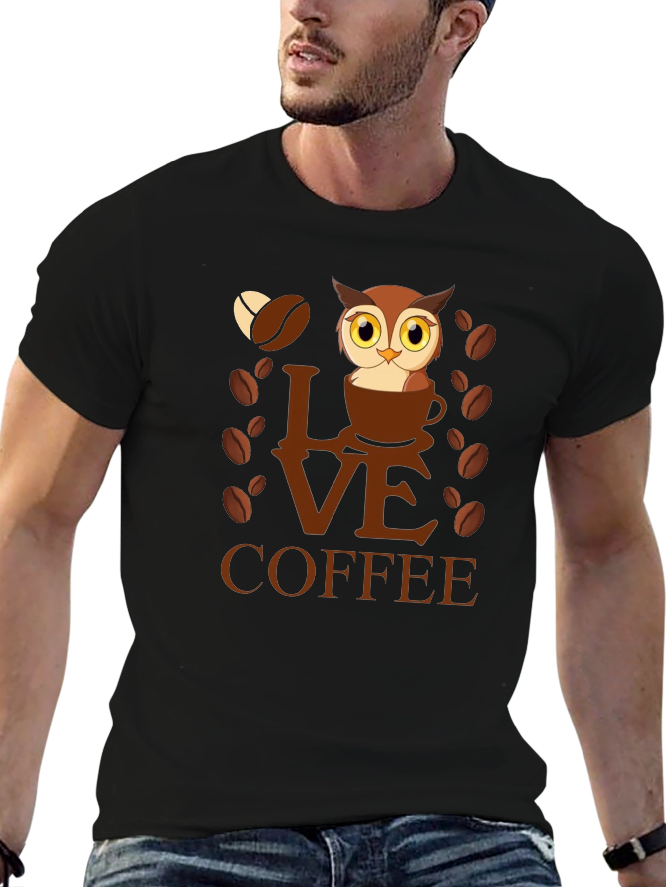 Owl Love Coffee Graphic T-Shirt