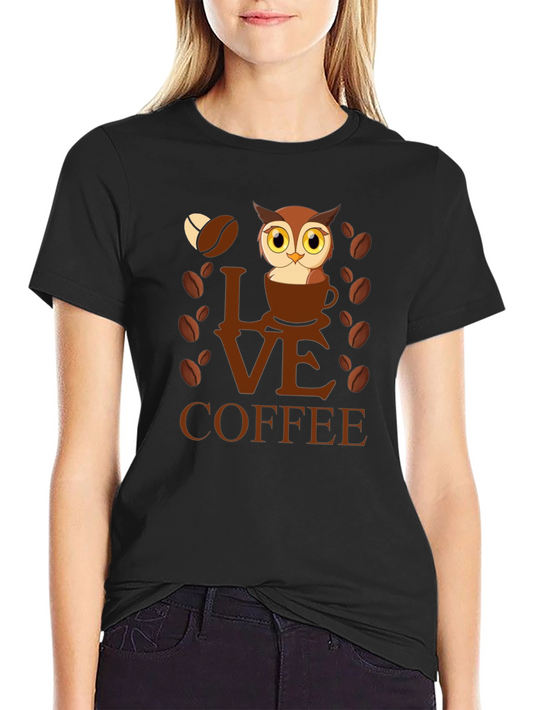 Owl Love Coffee Graphic T-Shirt