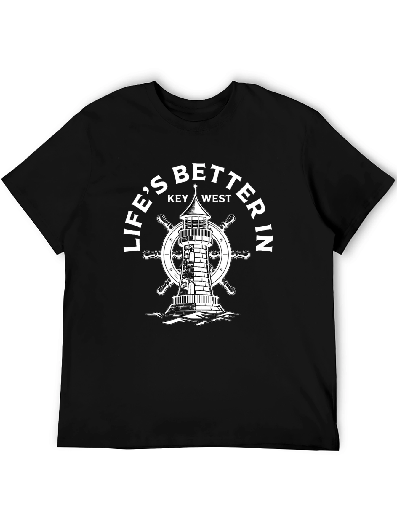 Lifes Better In Key West Lighthouse Black T-Shirt