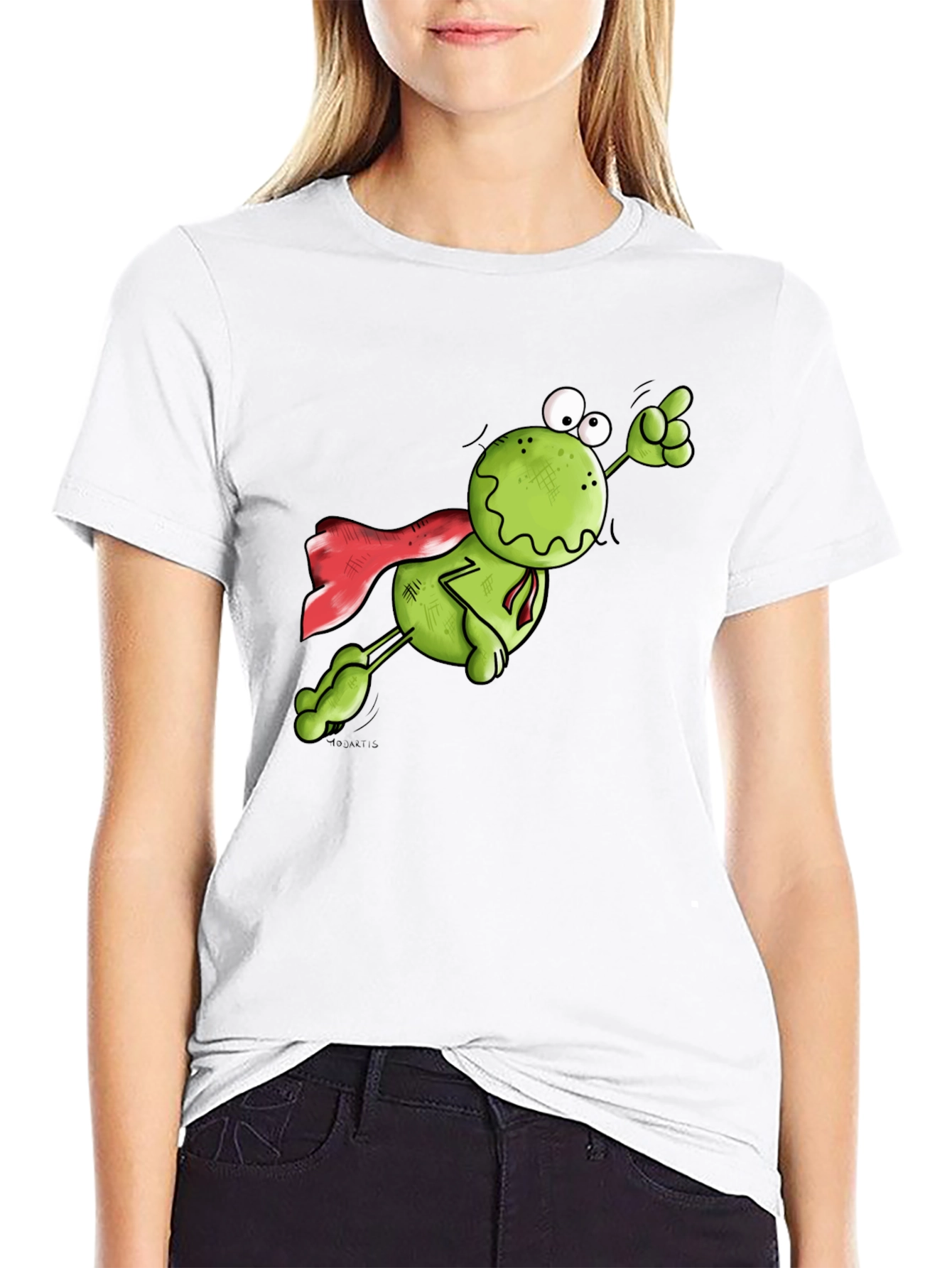 Superhero Frog Graphic Tee - Black Cotton T-Shirt
