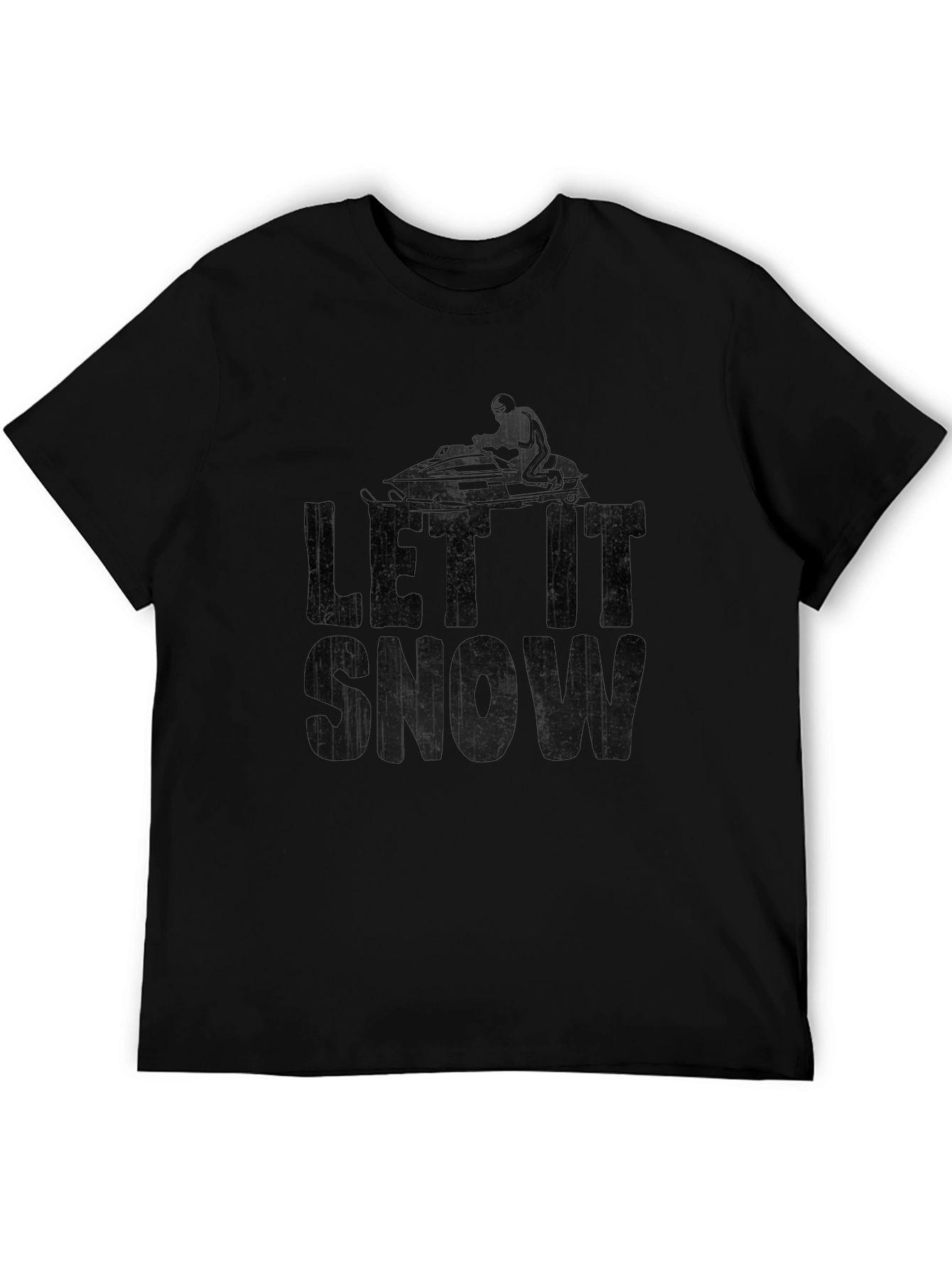 Let It Snow Snowmobile T-Shirt Black