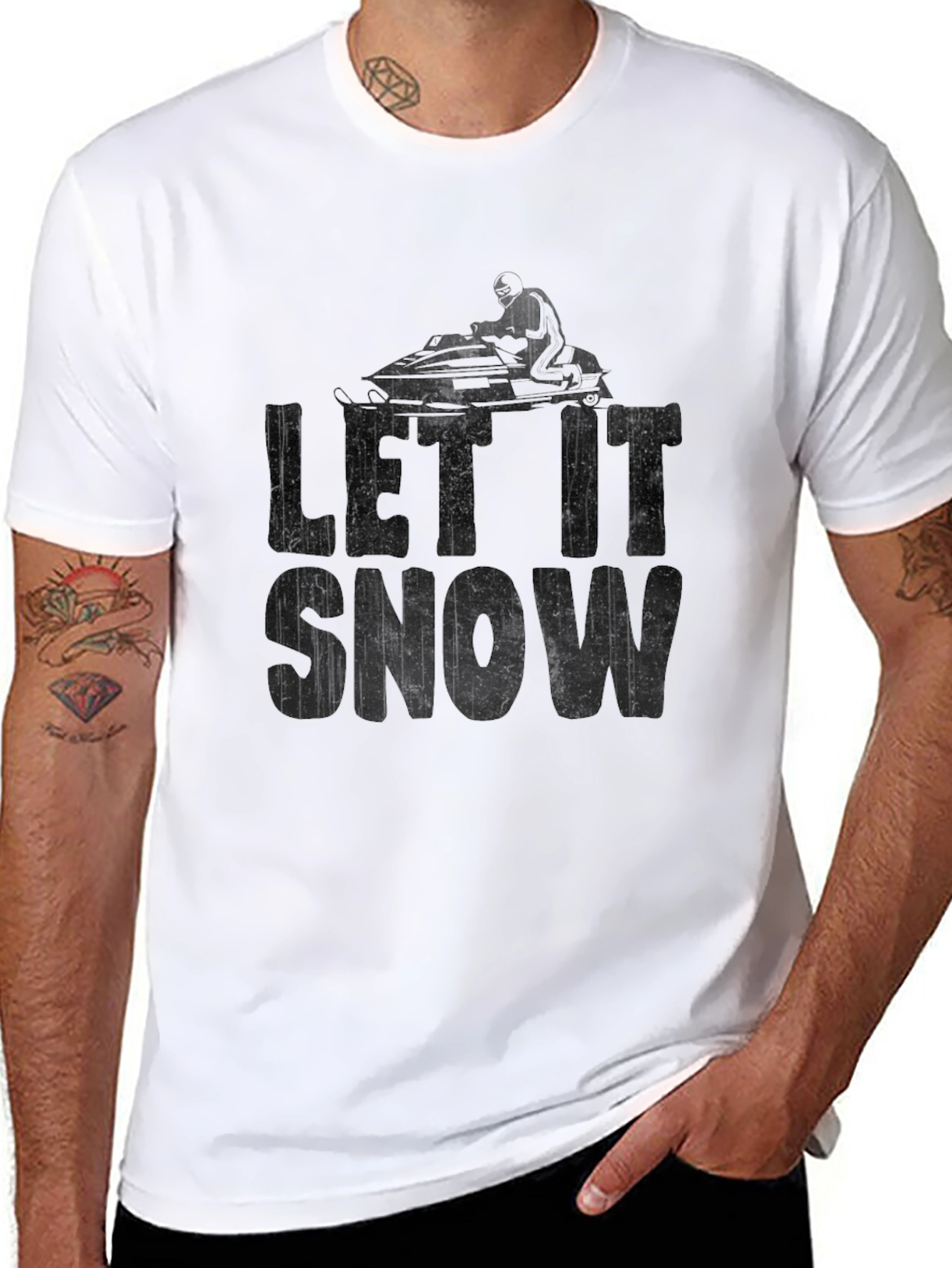Let It Snow Snowmobile T-Shirt Black