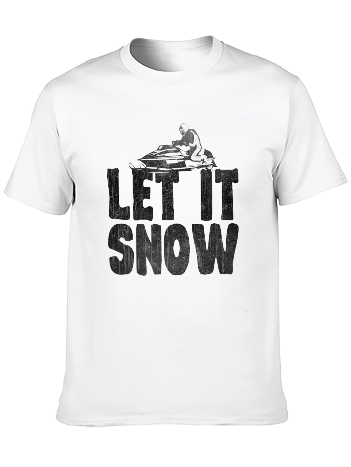 Let It Snow Snowmobile T-Shirt Black