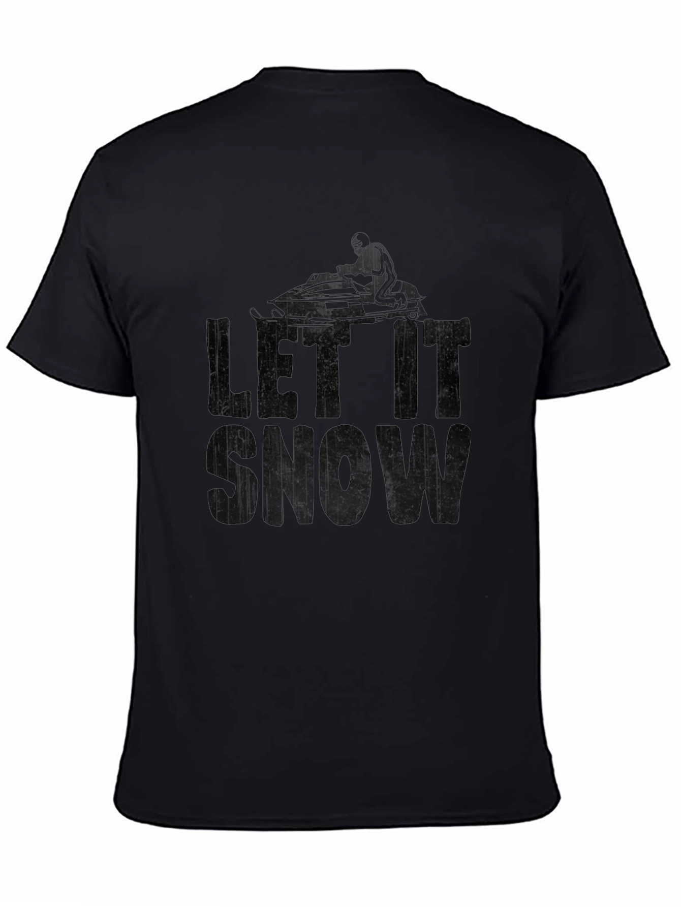 Let It Snow Snowmobile T-Shirt Black
