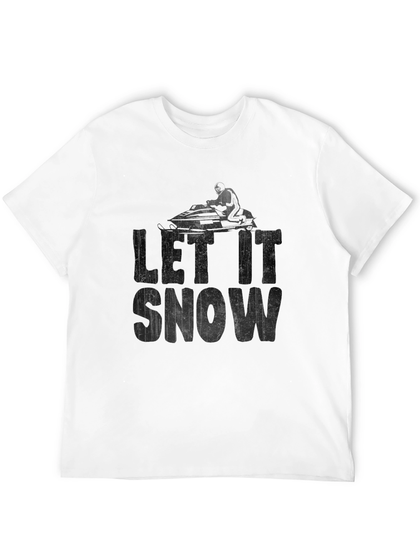 Let It Snow Snowmobile T-Shirt Black
