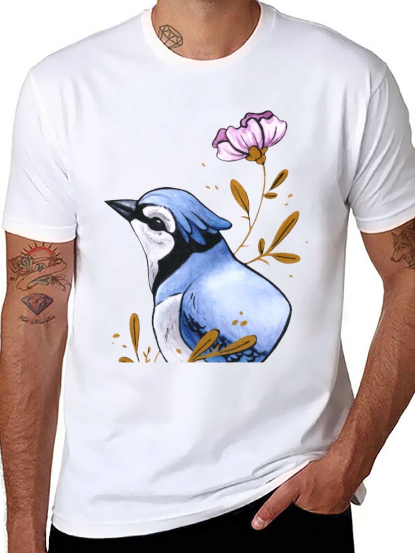 Blue Jay Flower T-Shirt