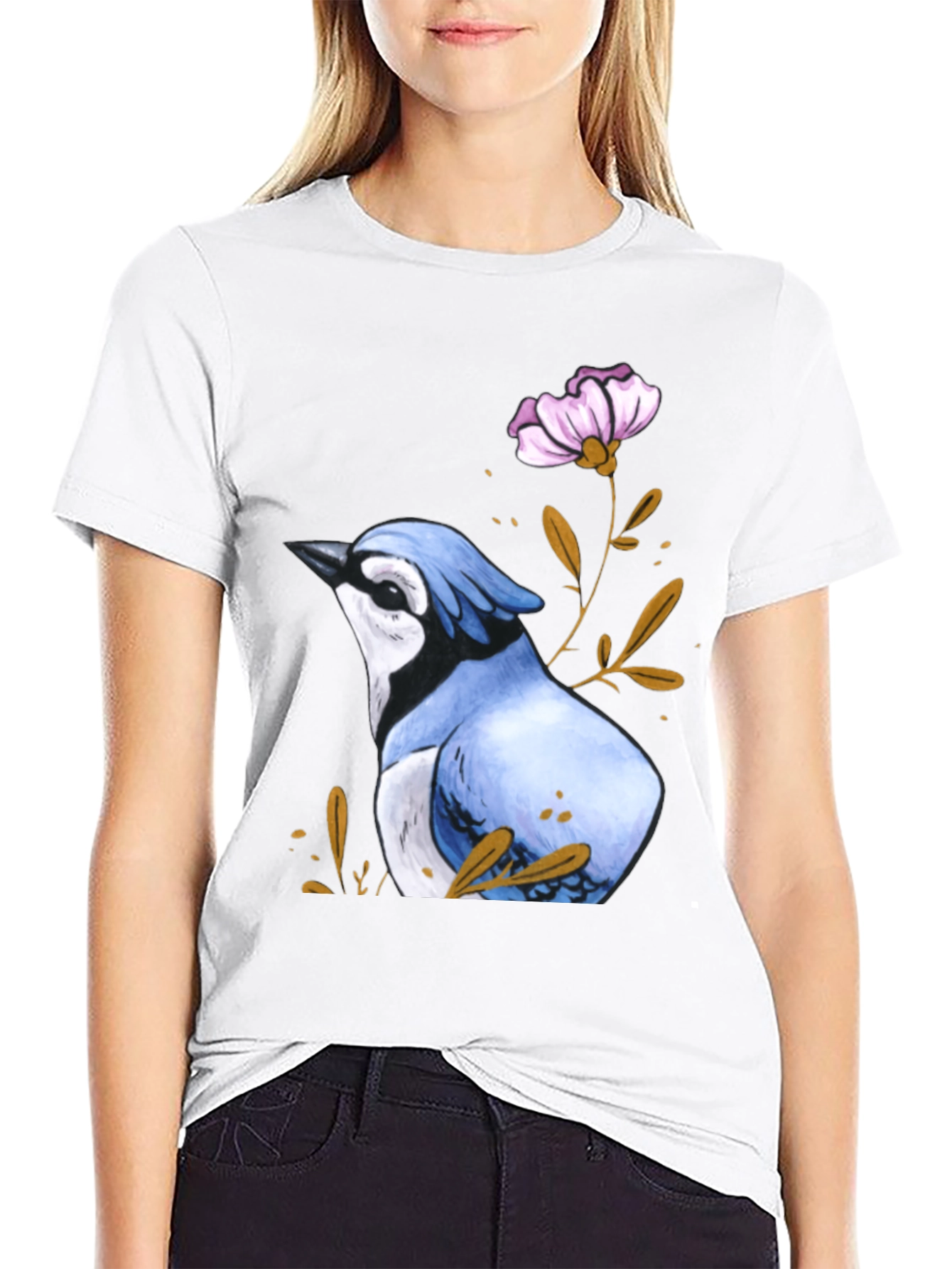 Blue Jay Flower T-Shirt