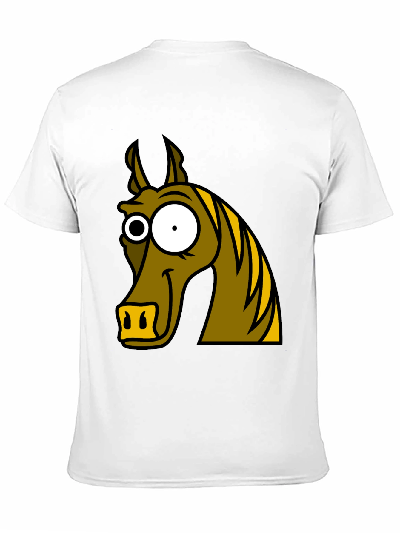 Funny Horse Cartoon Graphic Tee - Black