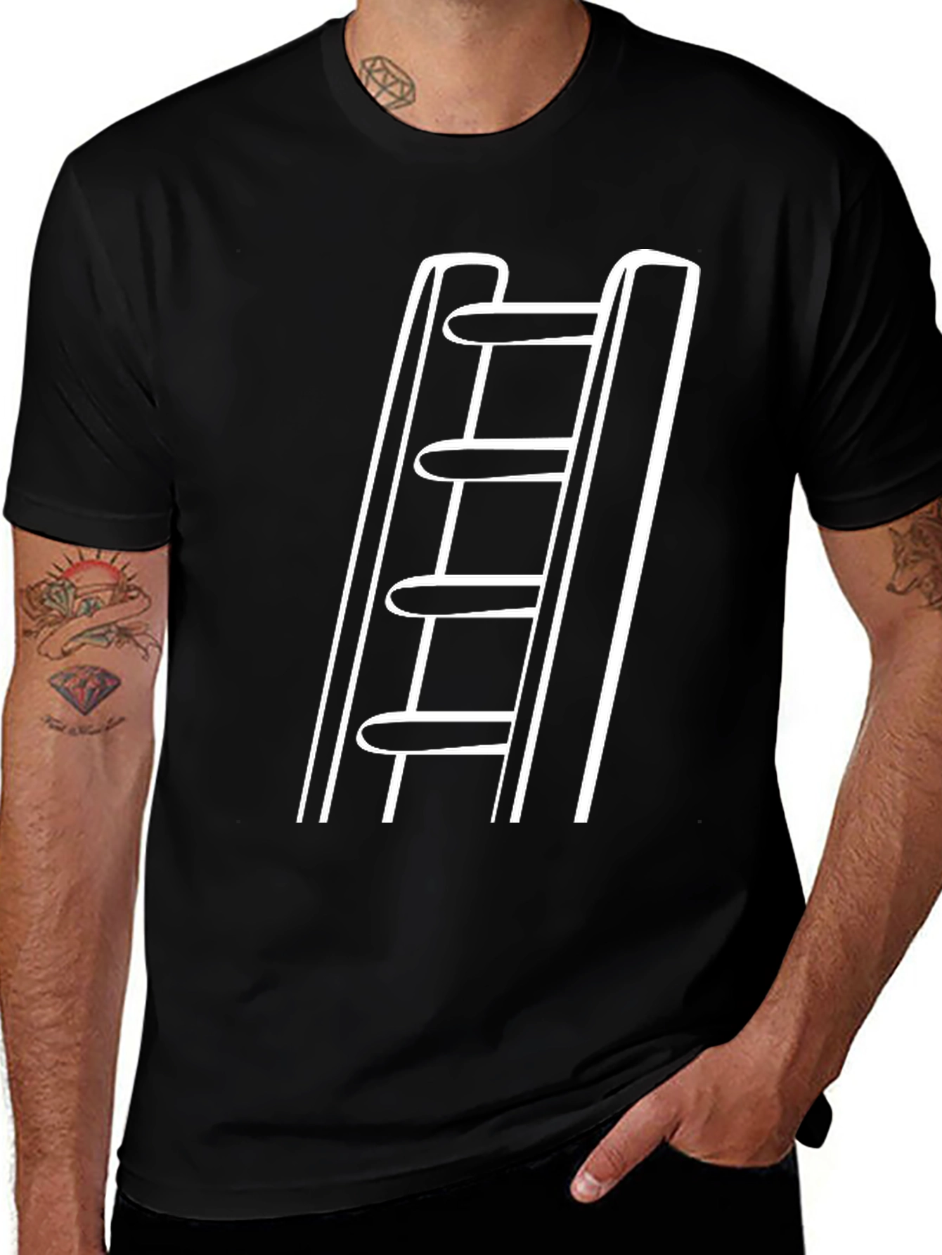 Ladder Graphic Black T-Shirt - Urban Style