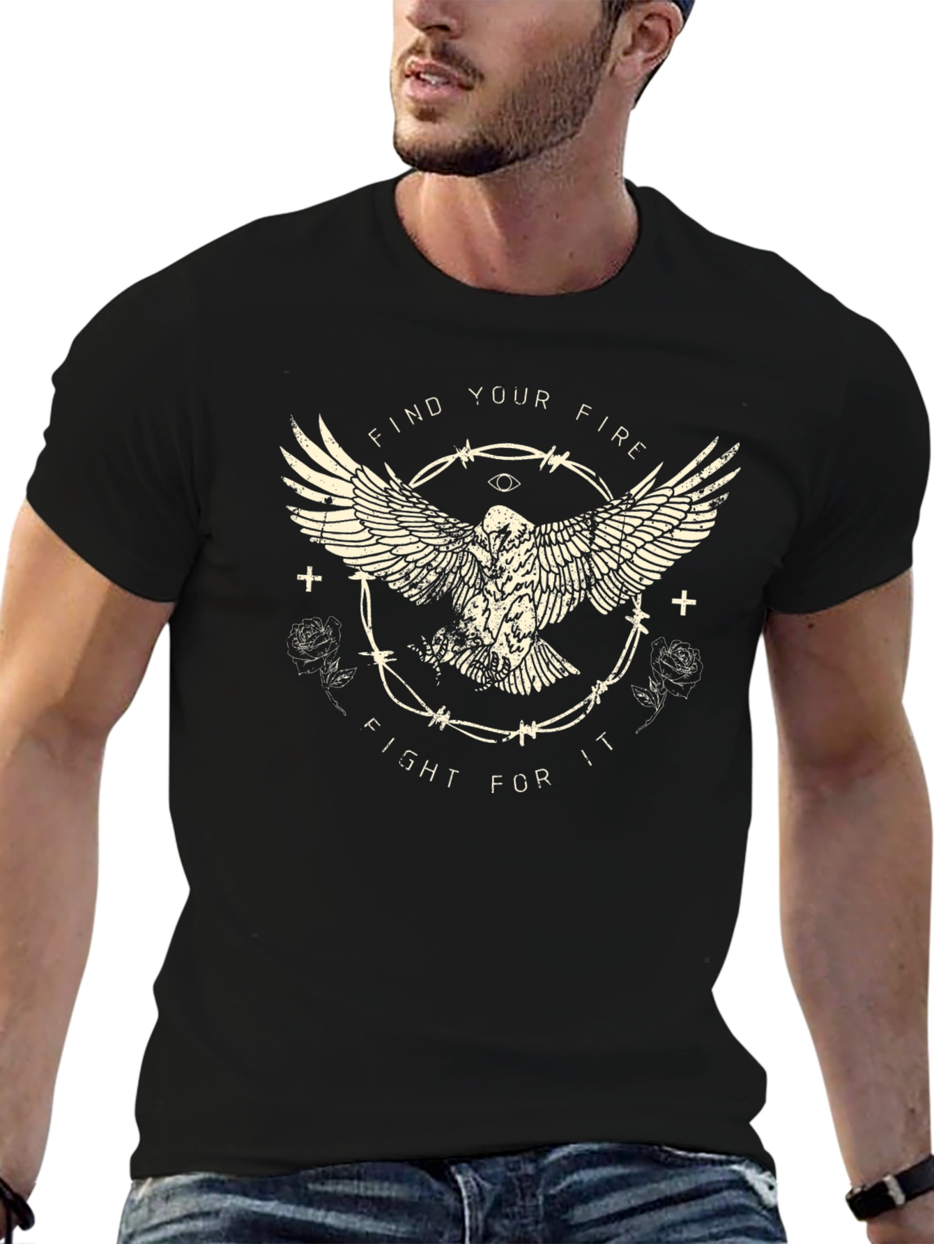 Mens Black Graphic Tee - Find Your Fire