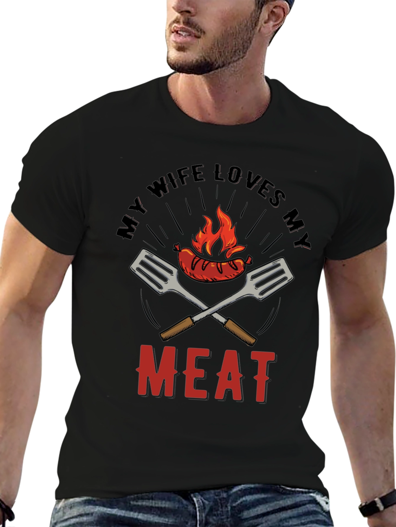 Funny BBQ T-Shirt - My Wife Loves My Meat