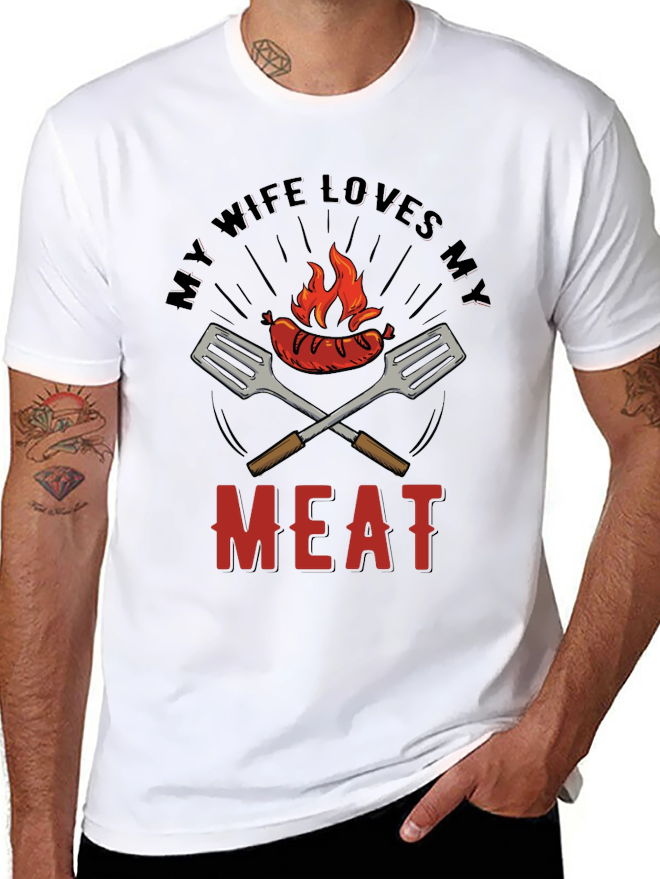 Funny BBQ T-Shirt - My Wife Loves My Meat