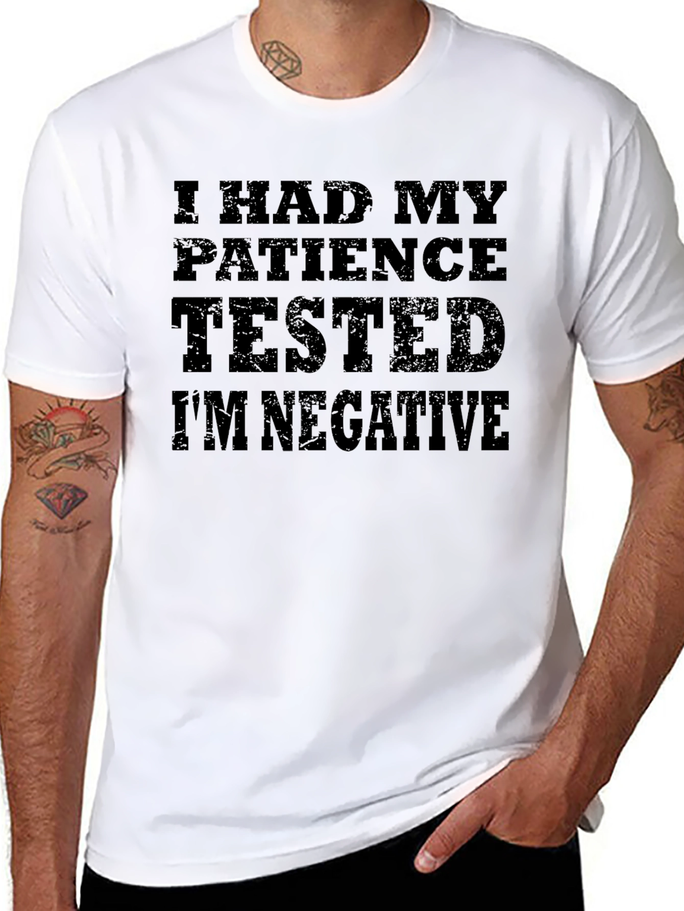 Patience Tested Im Negative - Funny Mens T-Shirt