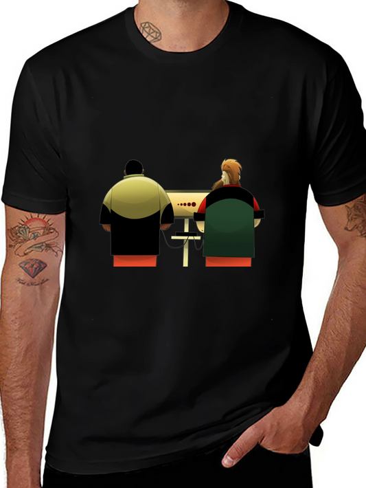 Cartoon Computer Guys Black T-Shirt