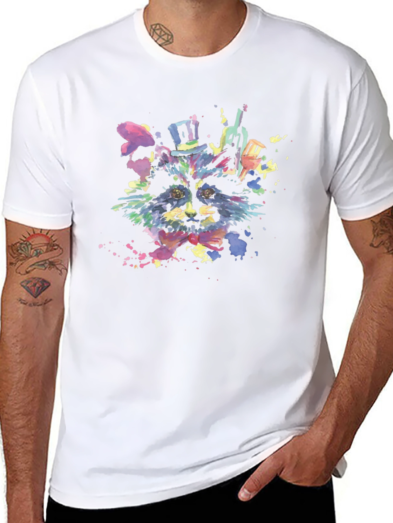 Watercolor Raccoon Graphic T-Shirt