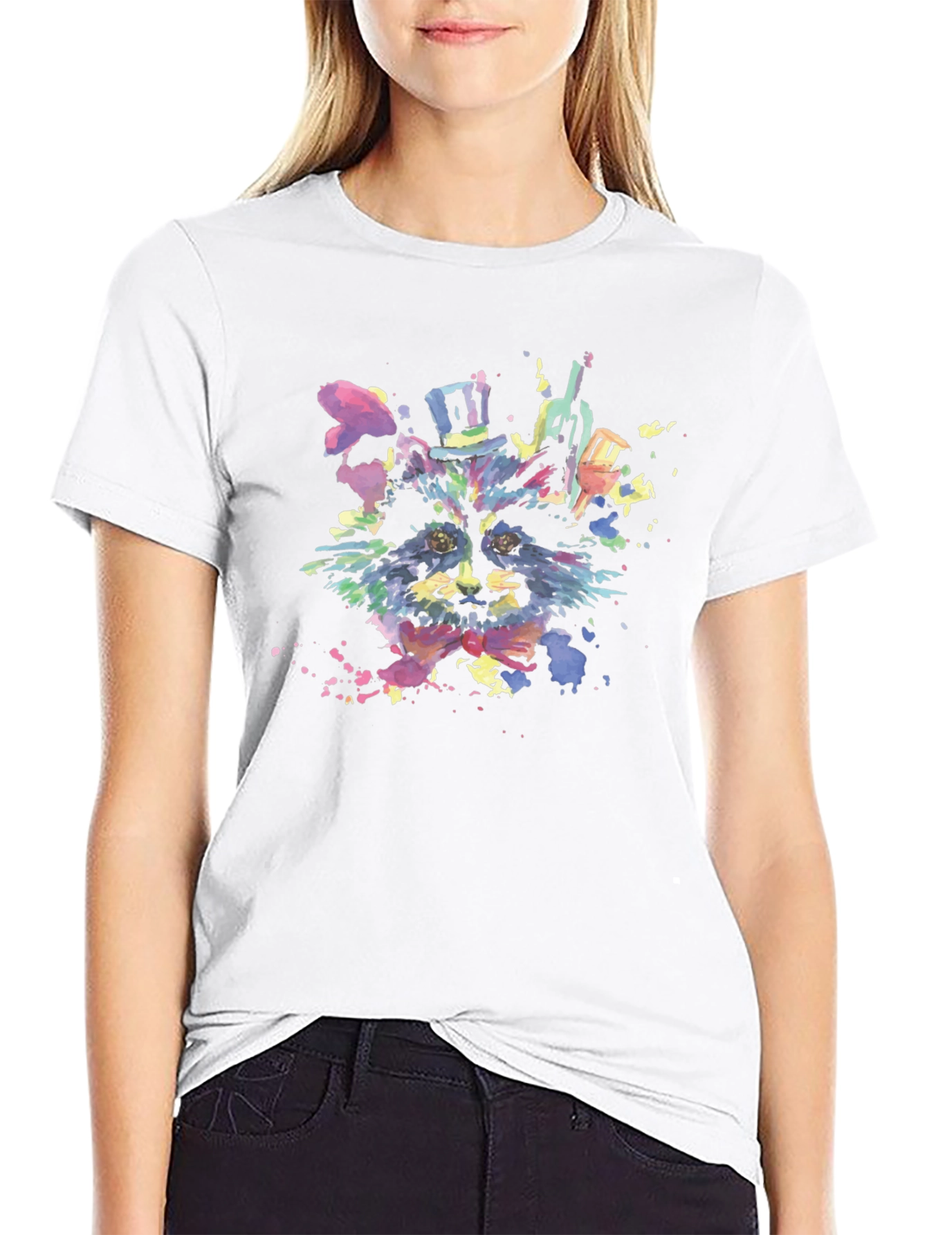 Watercolor Raccoon Graphic T-Shirt