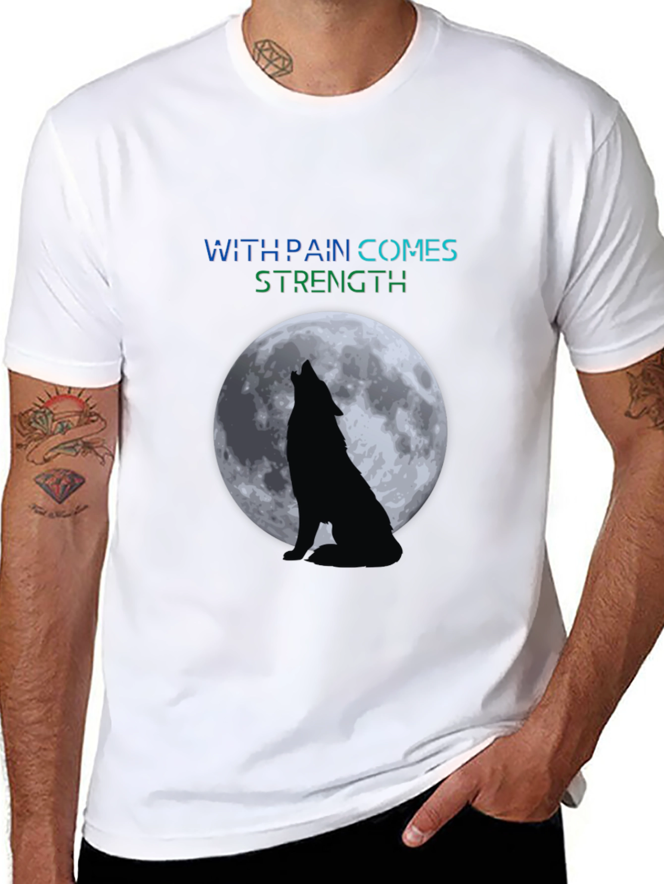 Wolf Moon T-Shirt - With Pain Comes Strength