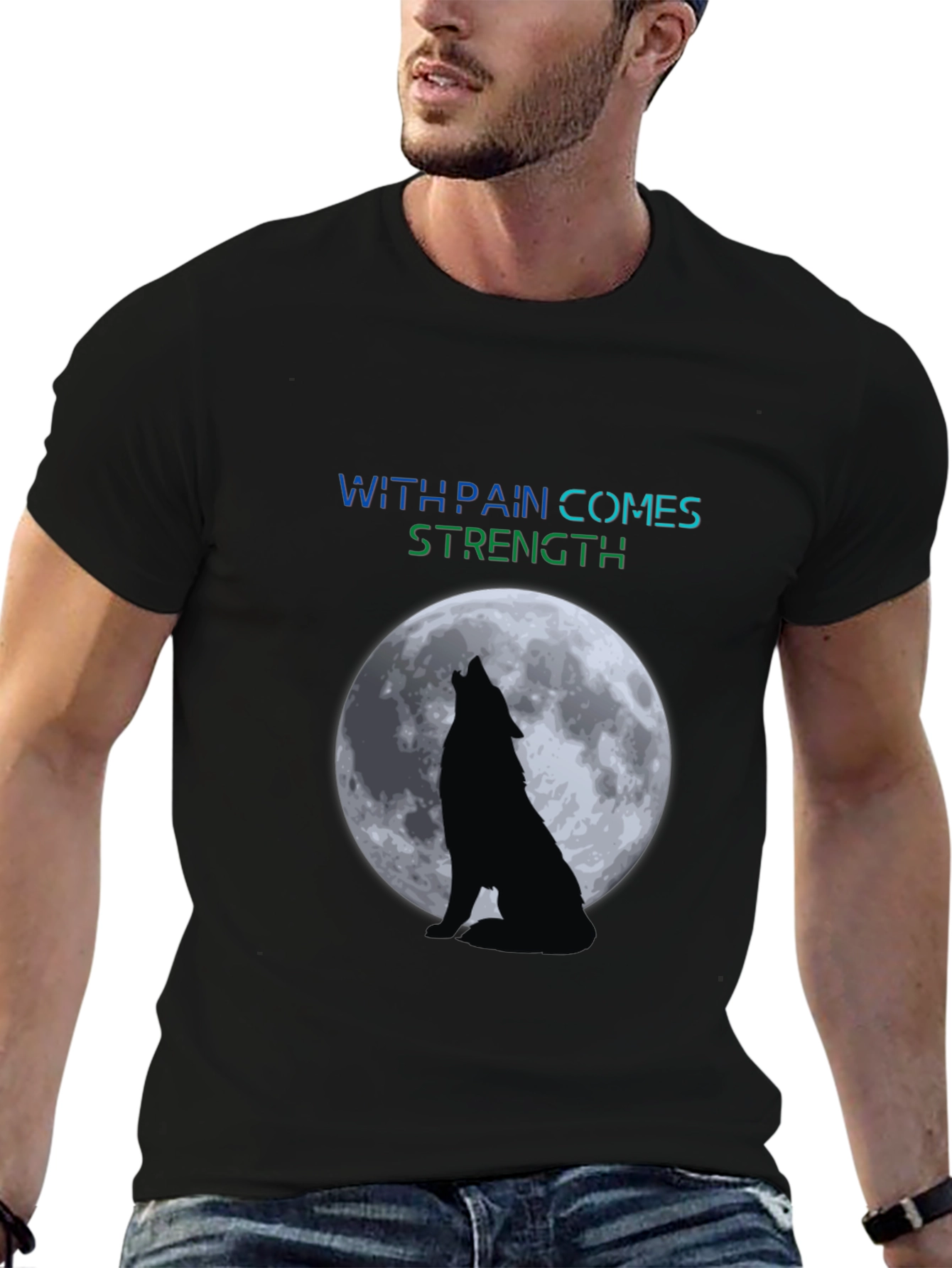 Wolf Moon T-Shirt - With Pain Comes Strength