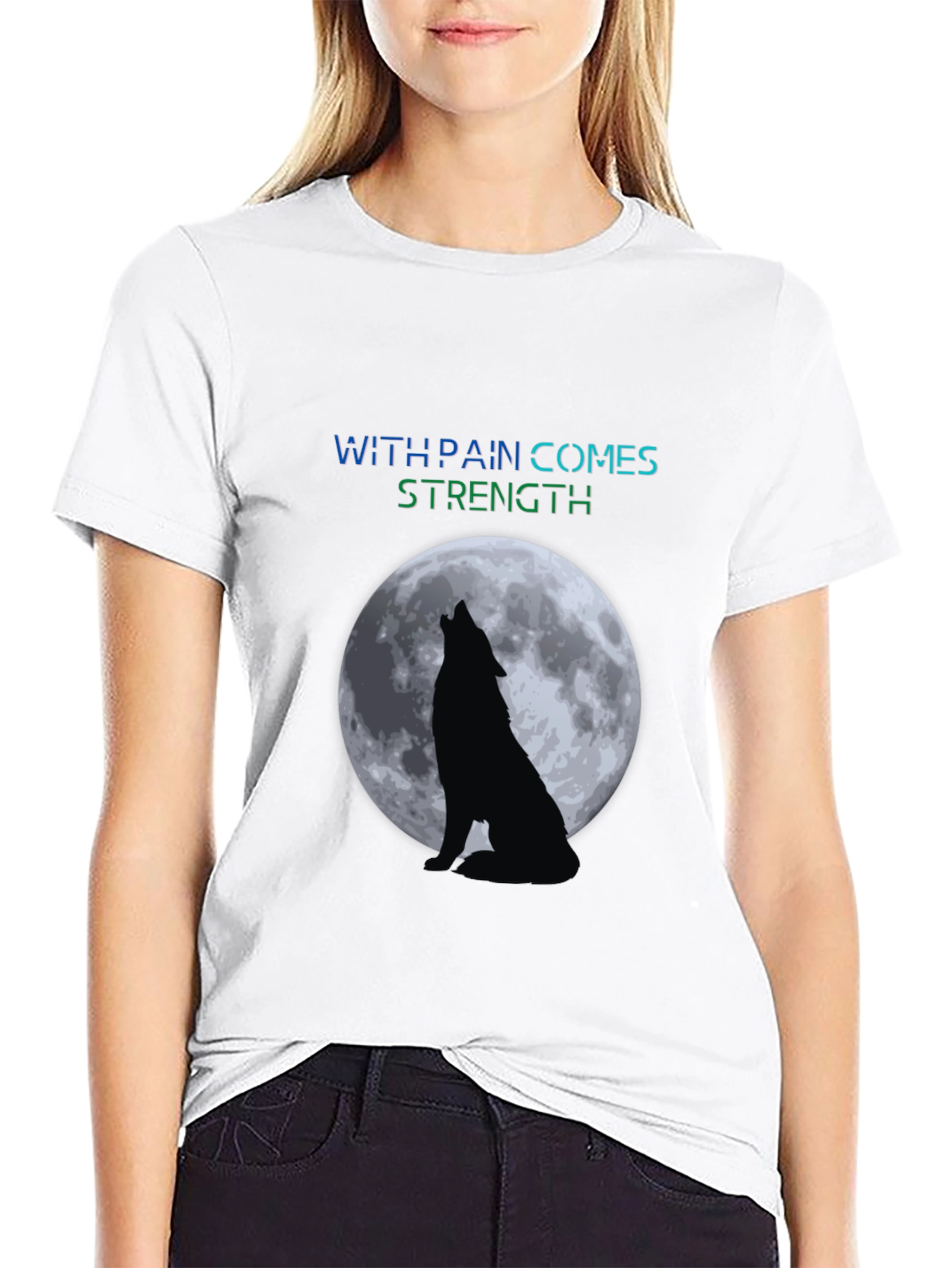 Wolf Moon T-Shirt - With Pain Comes Strength