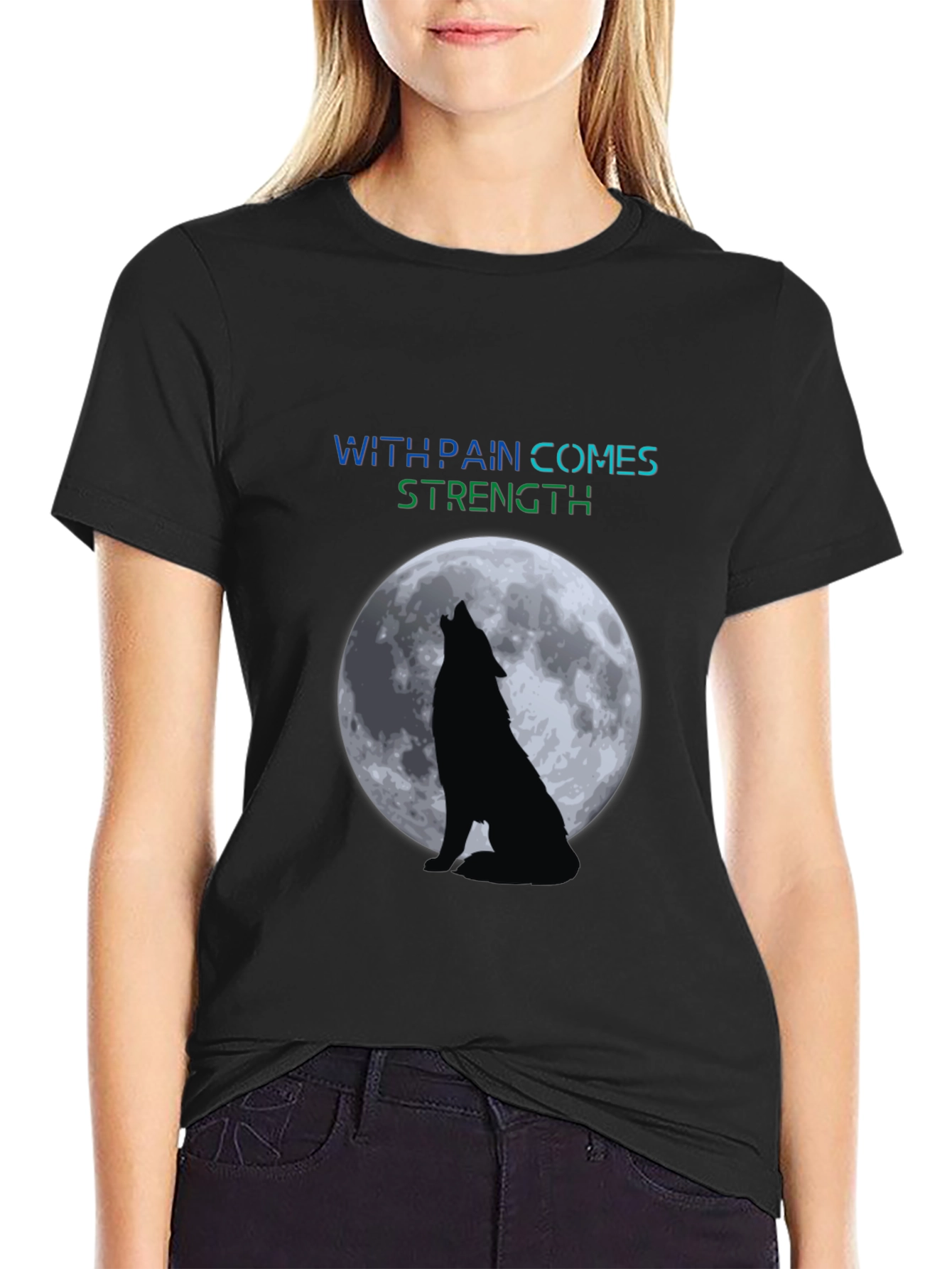 Wolf Moon T-Shirt - With Pain Comes Strength