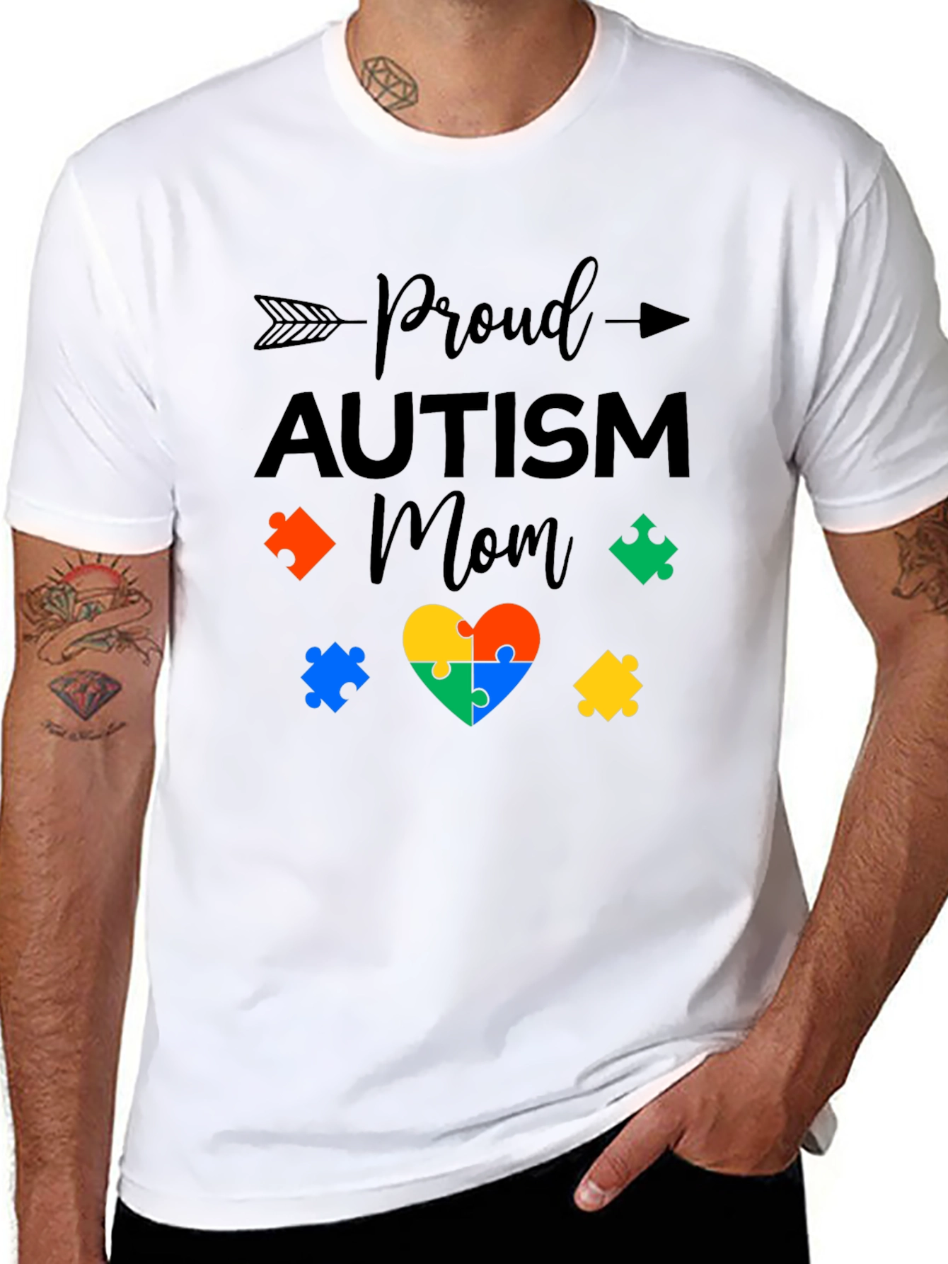 Proud Autism Mom T-Shirt: Puzzle Heart Design
