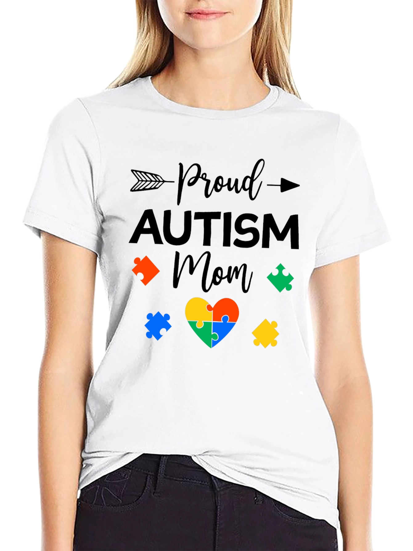 Proud Autism Mom T-Shirt: Puzzle Heart Design