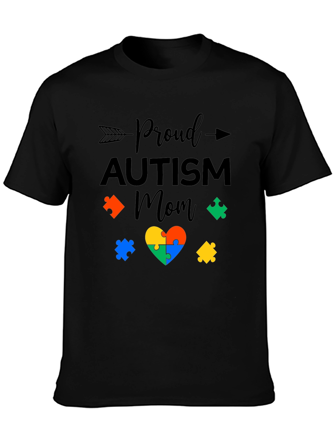 Proud Autism Mom T-Shirt: Puzzle Heart Design