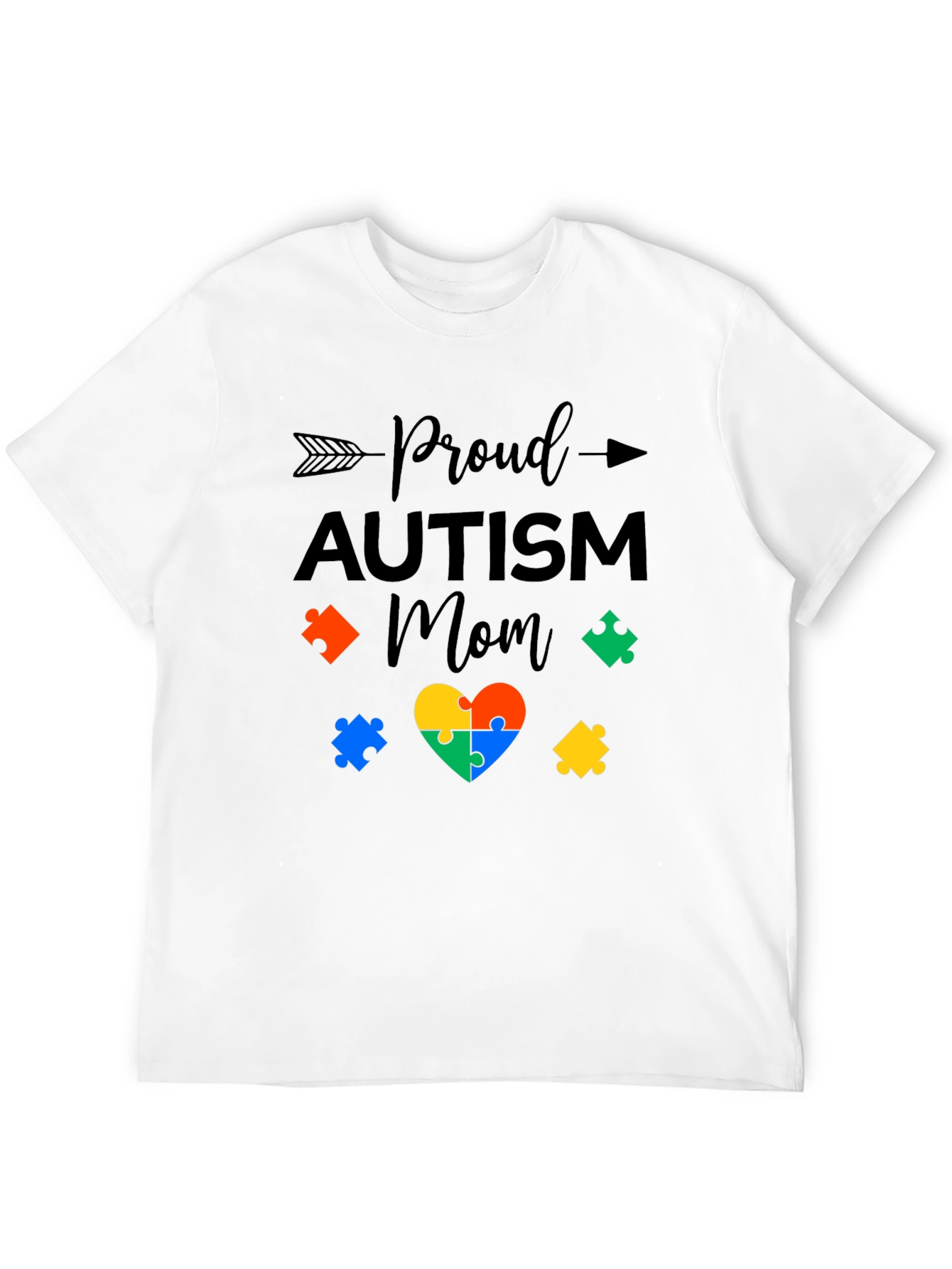 Proud Autism Mom T-Shirt: Puzzle Heart Design